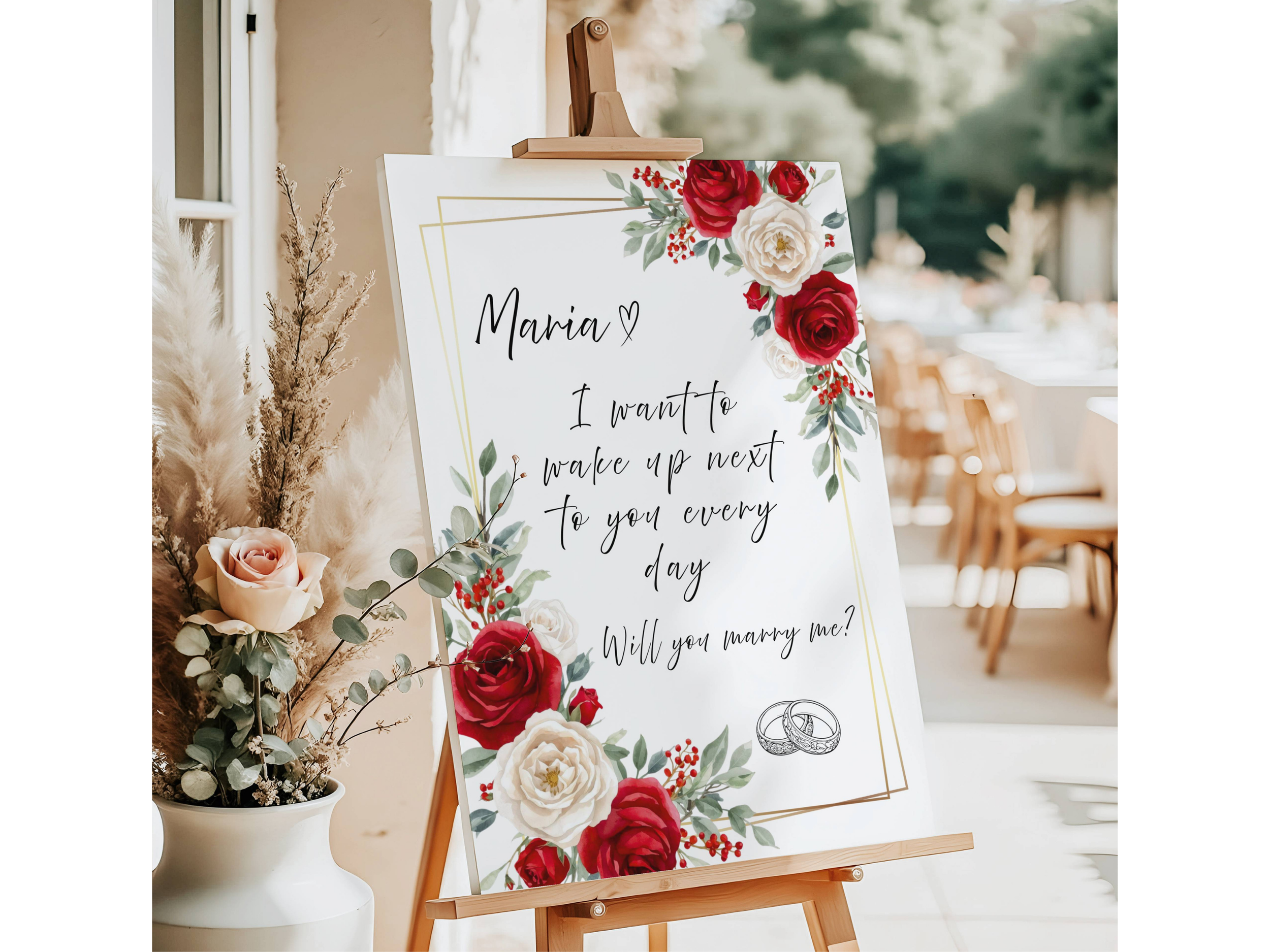 Will You Marry Me? Marriage Proposal Sign Red Roses and Rings #1