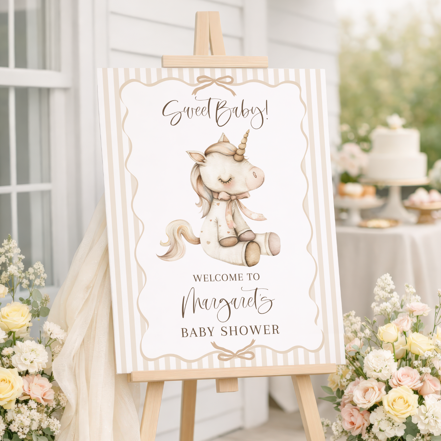 Little Unicorn Girl Baby Shower Welcome Sign-#158