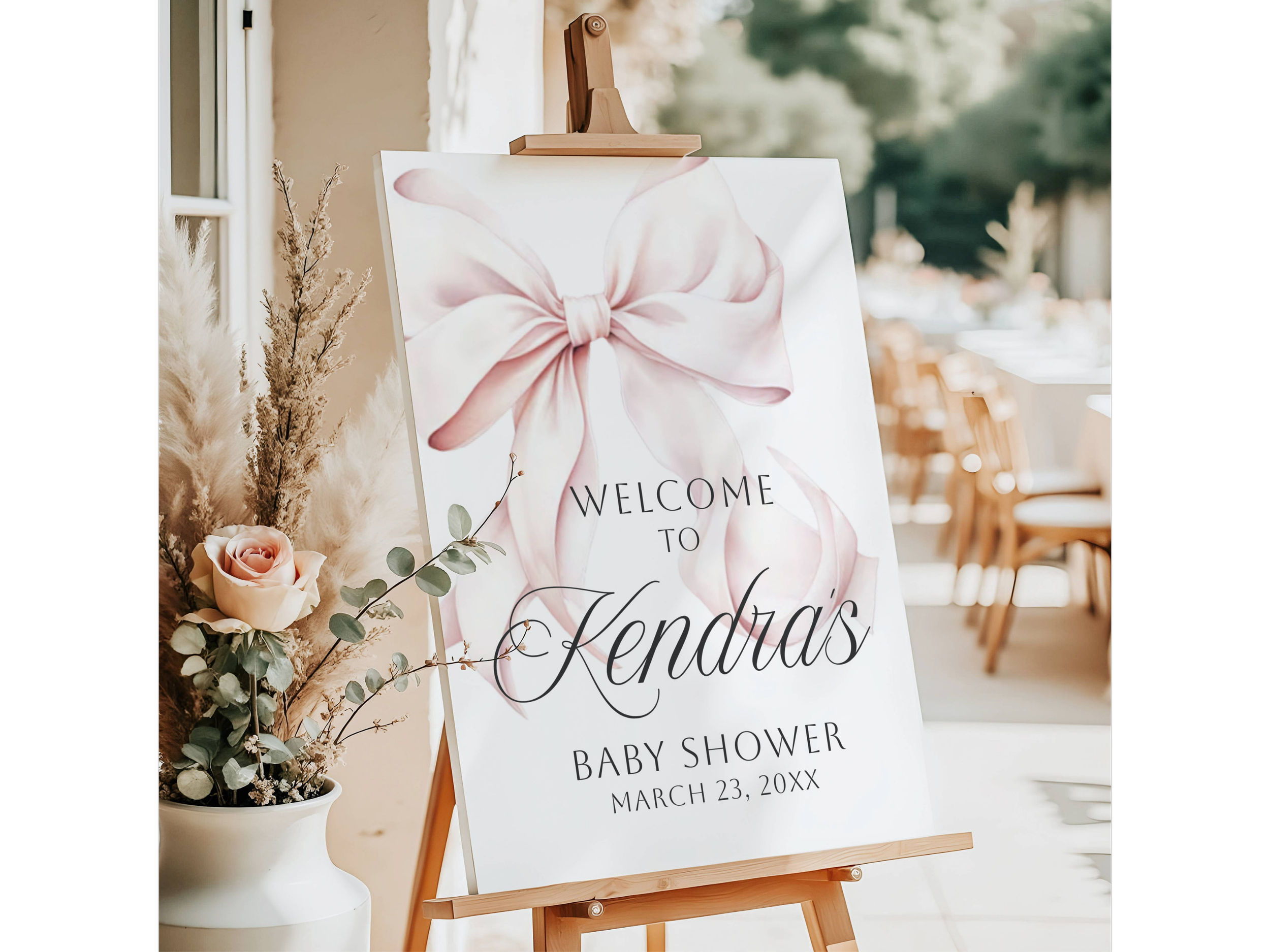 Blush Pink Coquette Bow Baby Shower Welcome Sign #41 Kendra