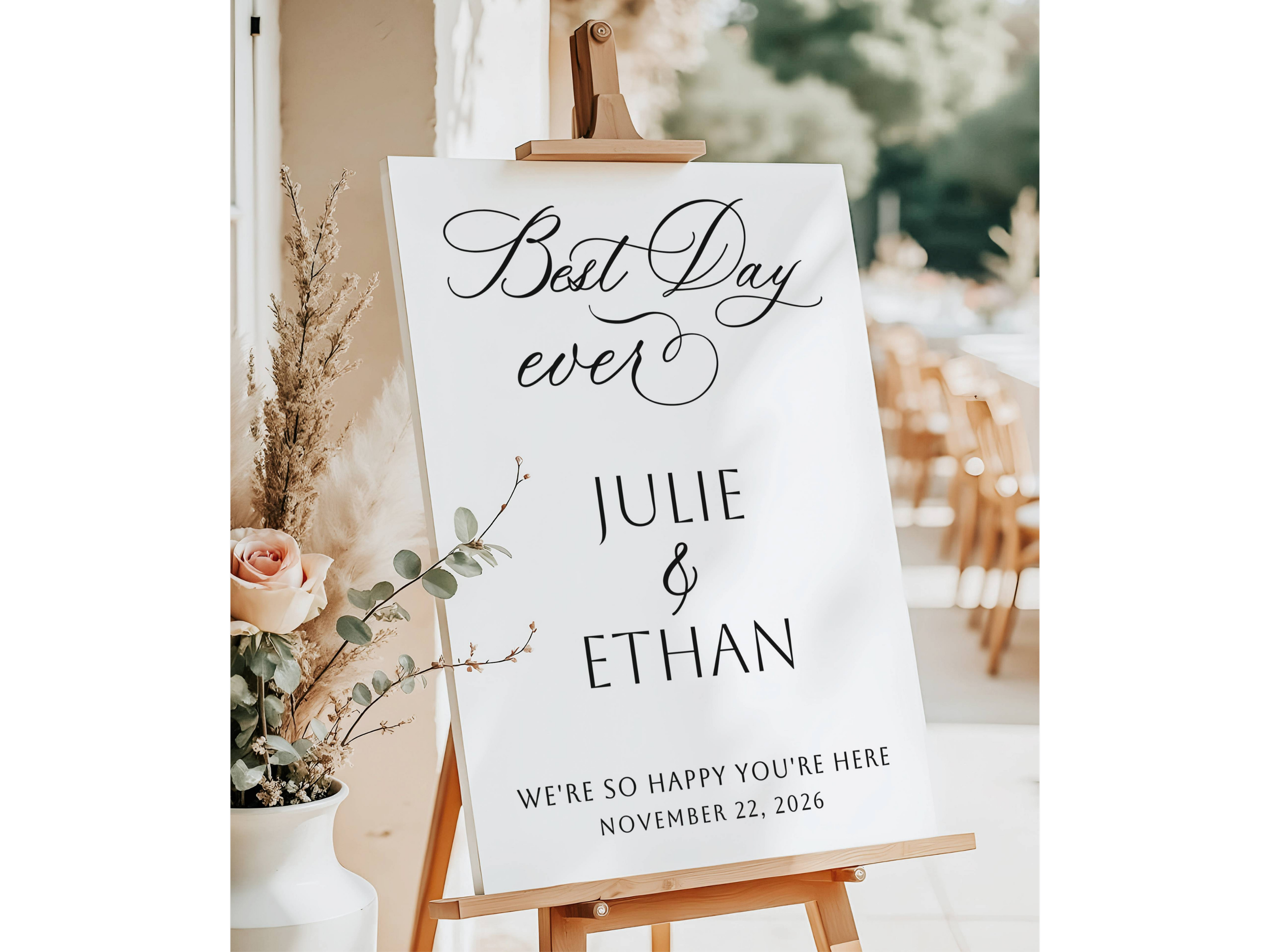 Best Day Ever Wedding Welcome Sign-#V18