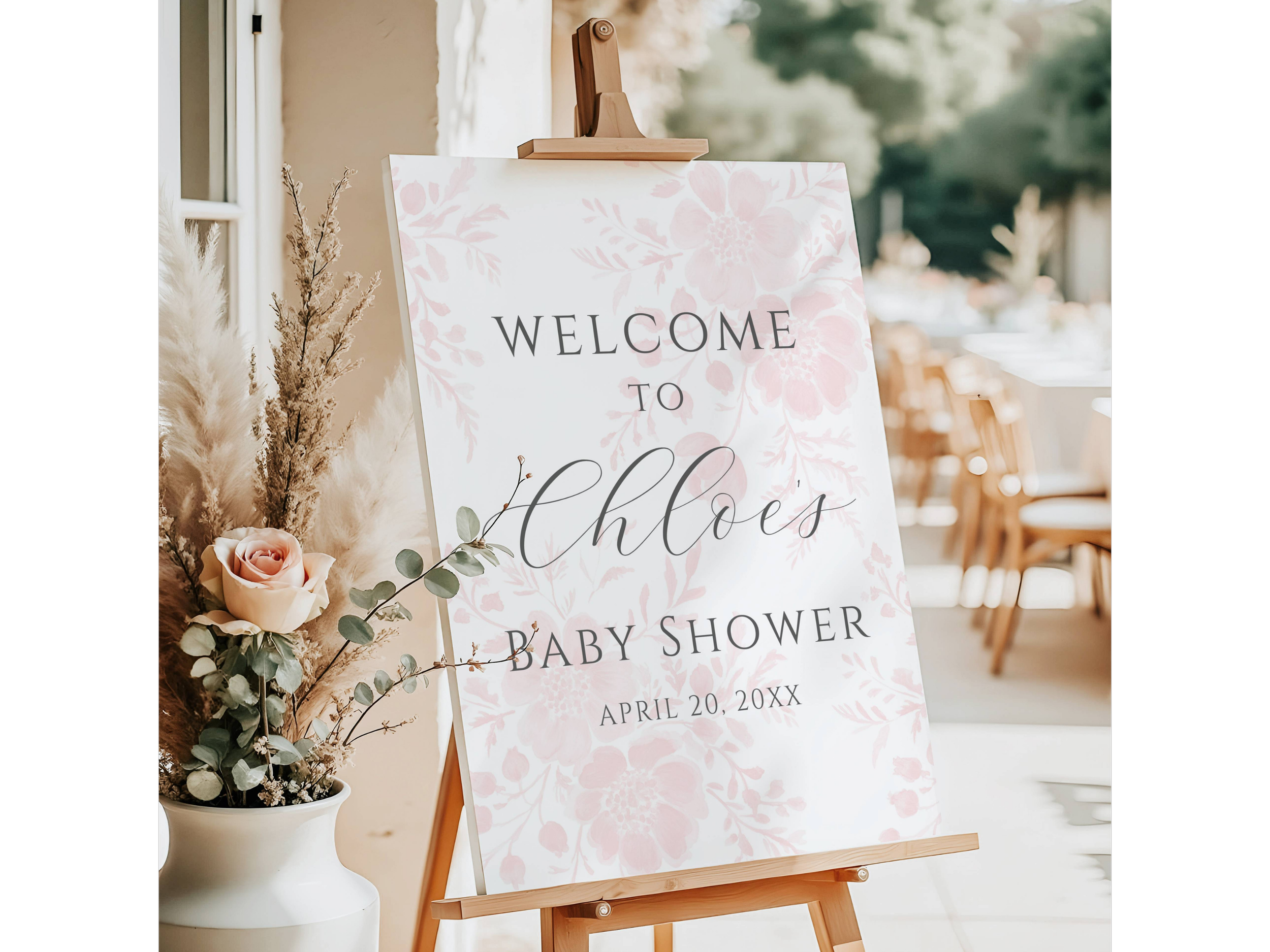 Blush Pink Floral Baby Shower Welcome Sign #68