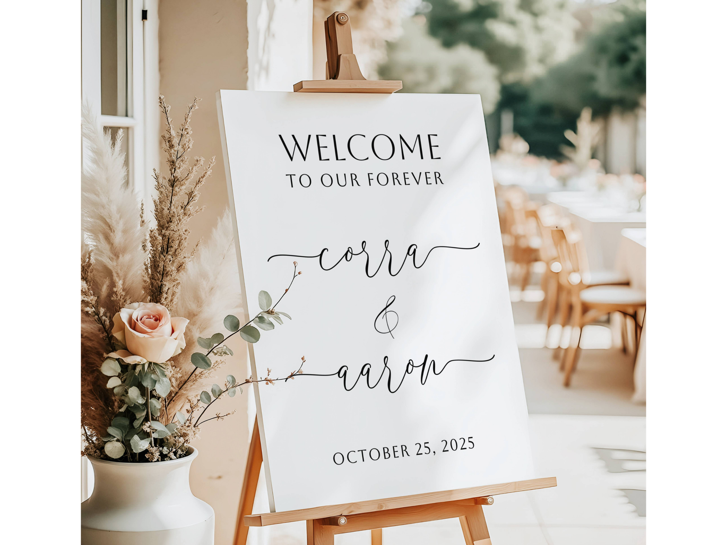 Elegant Welcome to Our Forever Wedding Welcome Sign-#V24