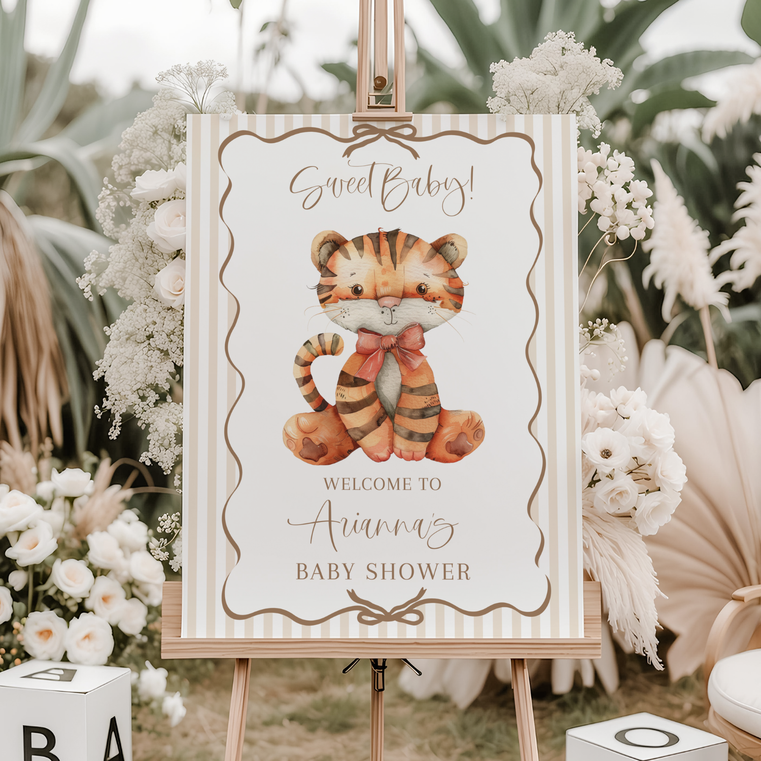 Sweet Little Tiger Cub Baby Shower Welcome Sign-#151