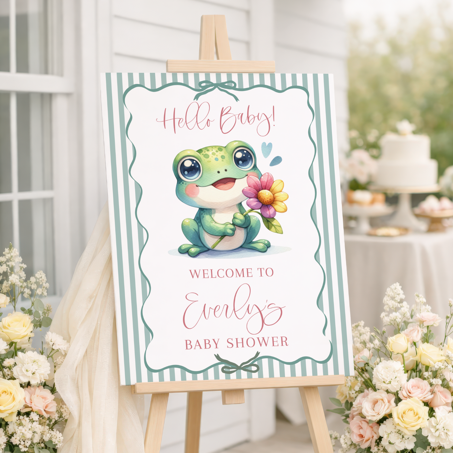 Little Frog Baby Shower Welcome Sign-#164