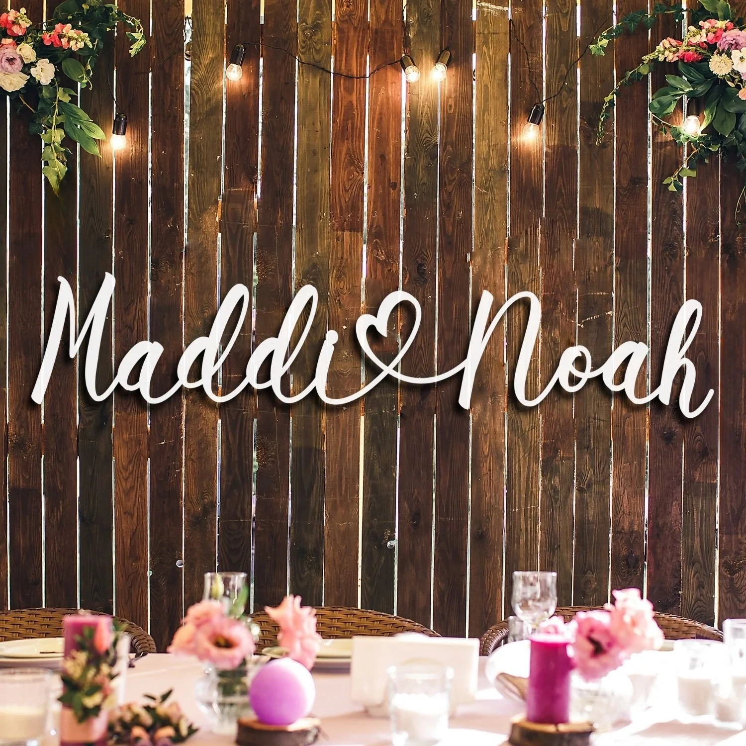 Personalized 3D Couple Name Sign, Custom Wood Wedding Backdrop & 5th Anniversary Gift #1