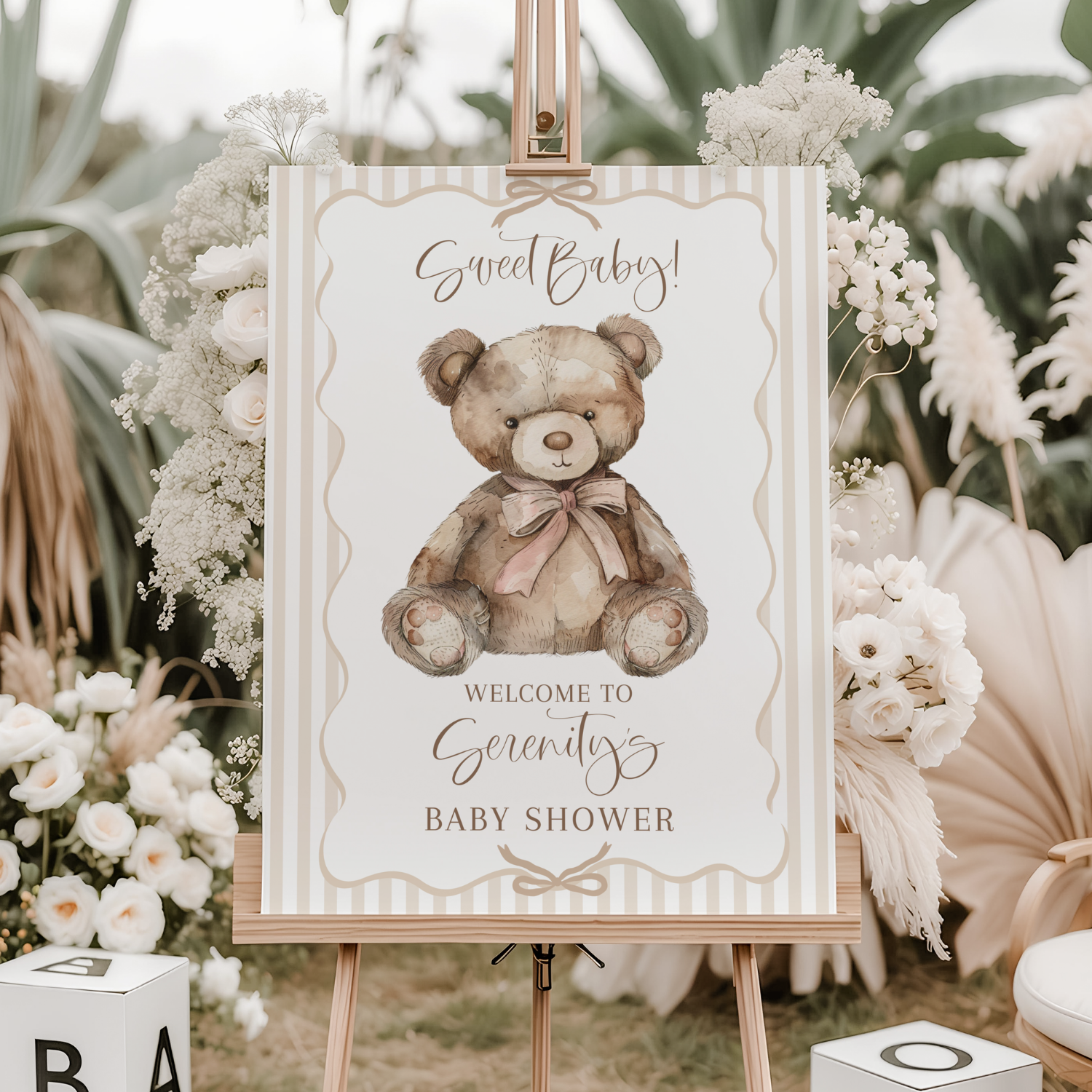 Sweet Teddy Bear Baby Shower Welcome Sign-#156