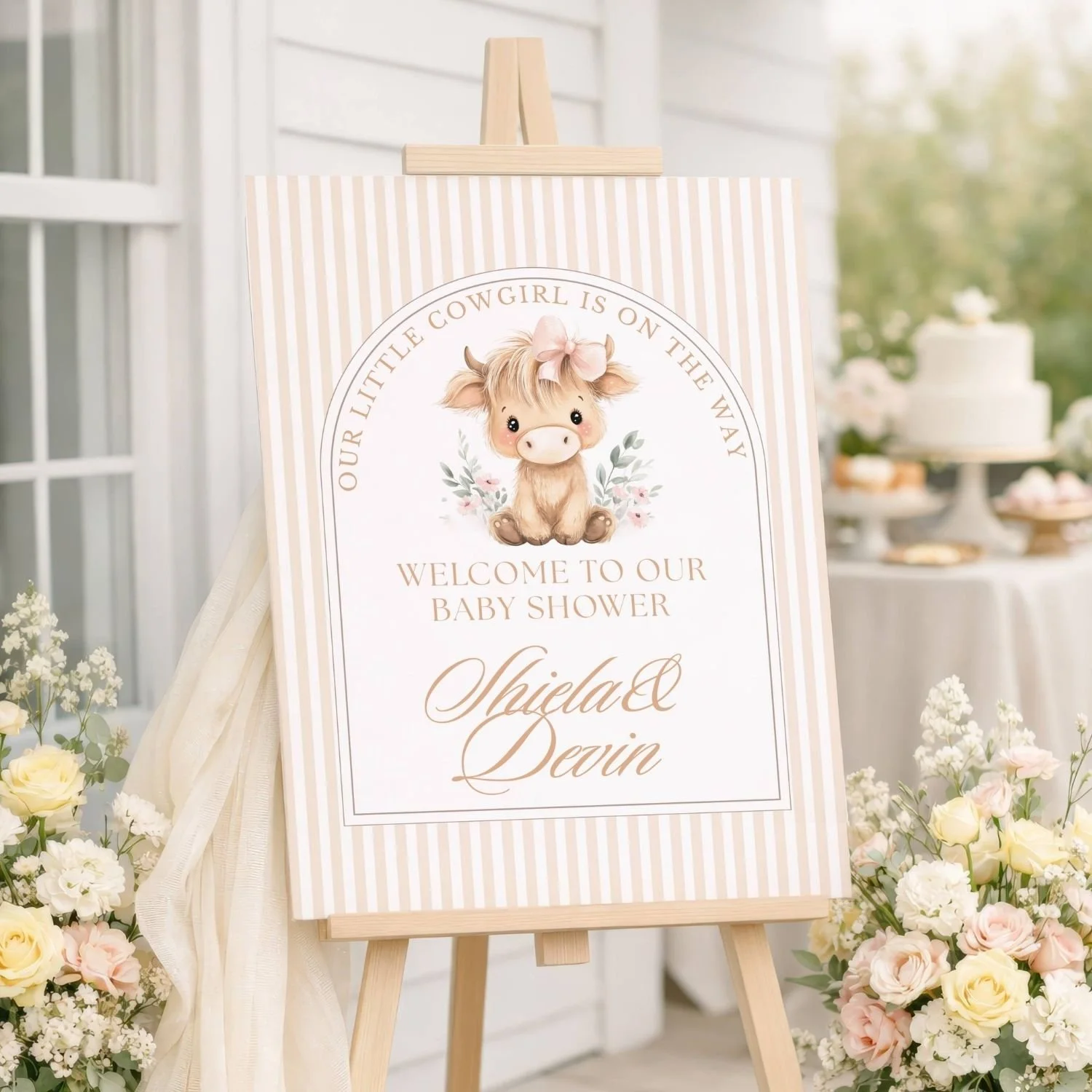 Highland Cow Girl Baby Shower Welcome Sign-#56