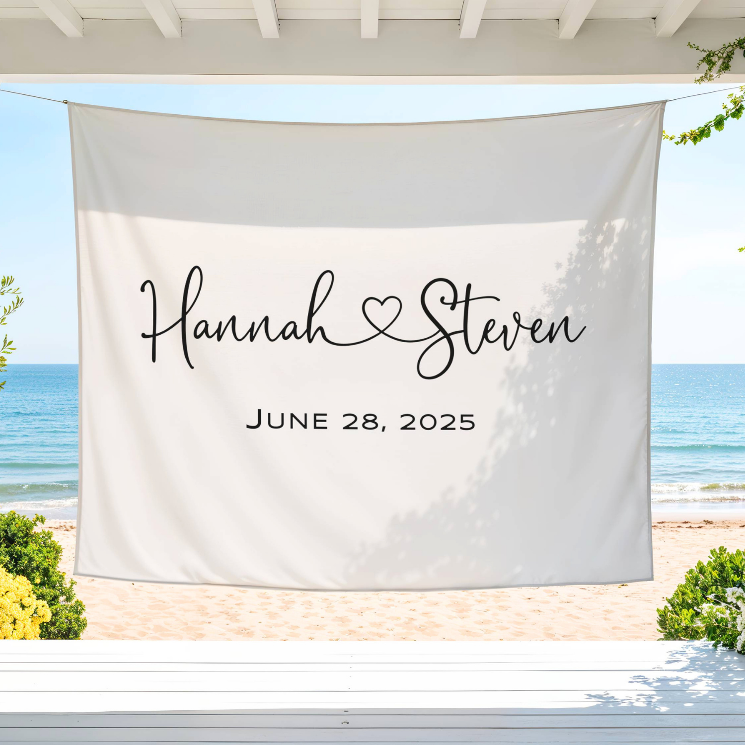 Personalized Couples Name with Connecting Heart Wedding Welcome Banner #48