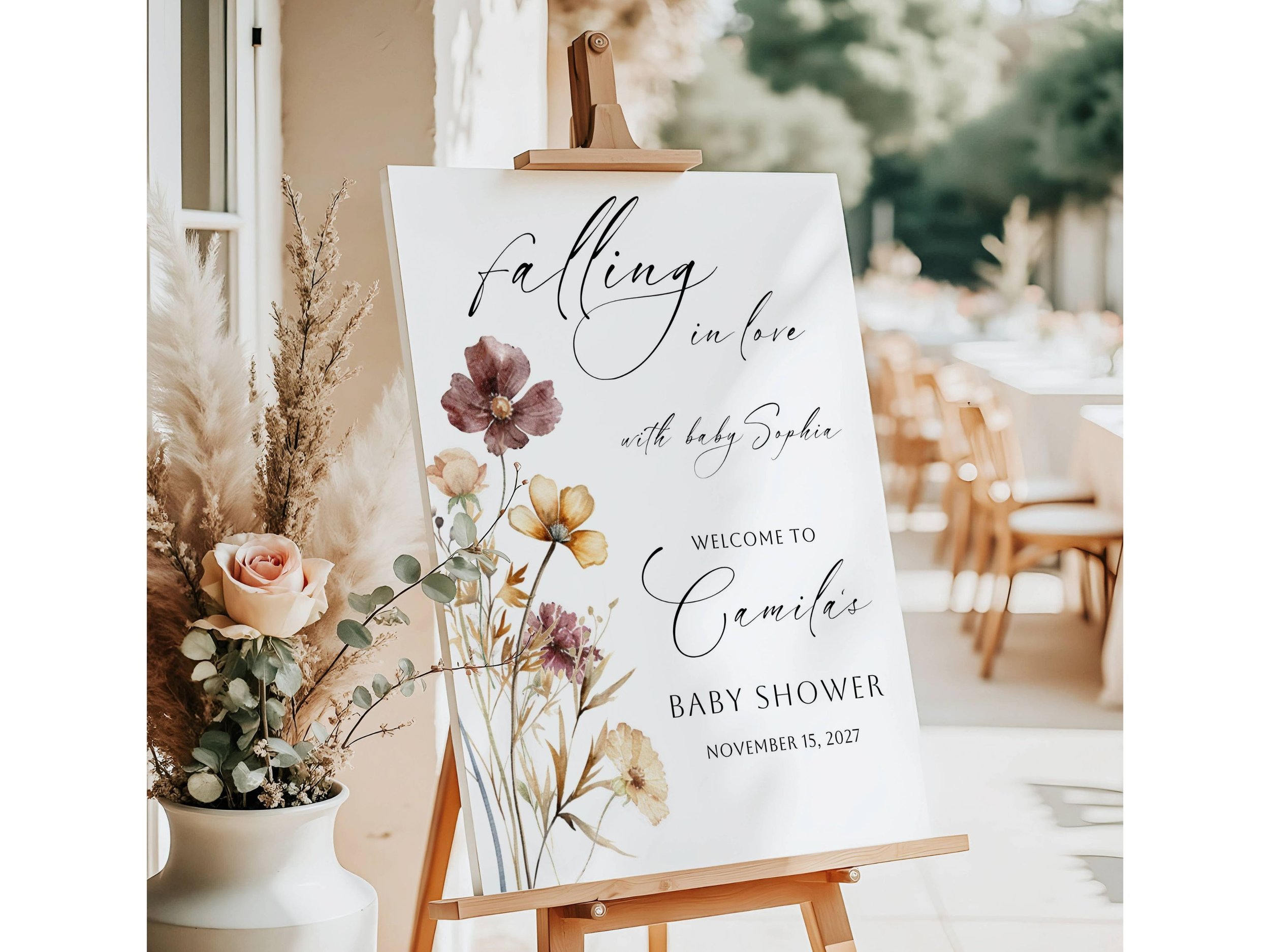Fall Wildflower Baby Shower Welcome Sign-#F1