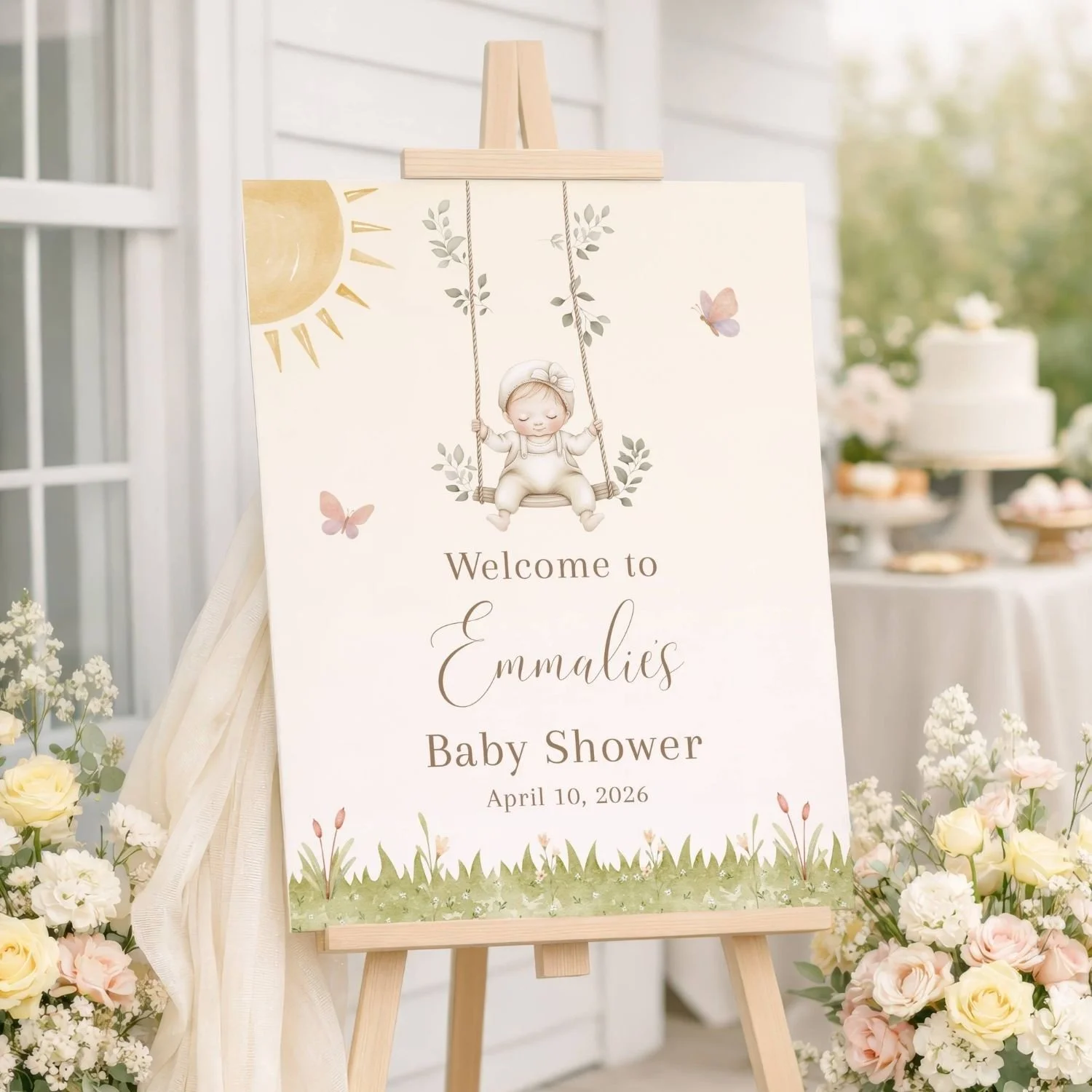 Vintage Boho Baby Shower Welcome Sign-#59 Girl