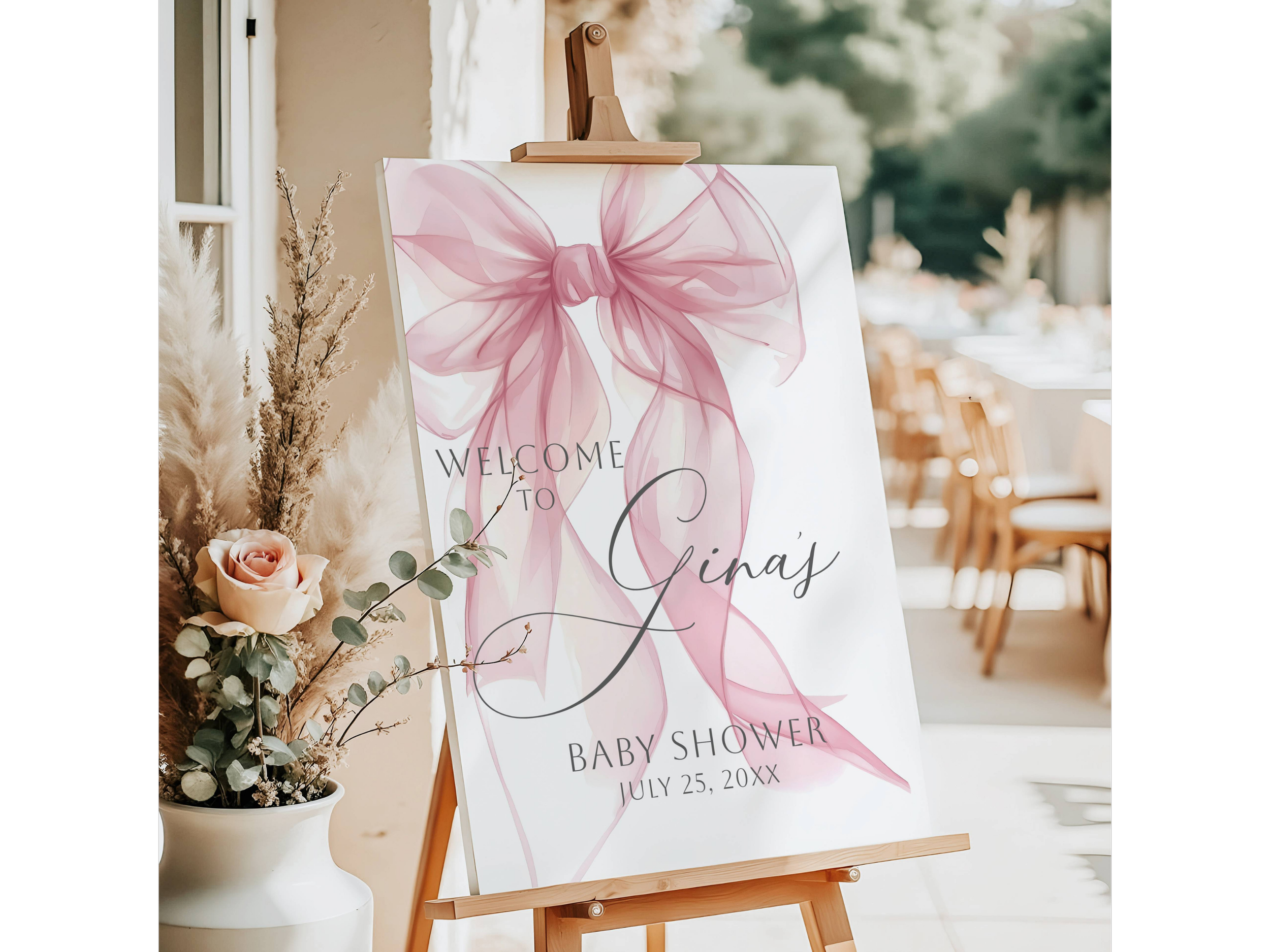 Pink Bow Baby Shower Welcome Sign #35 Gina