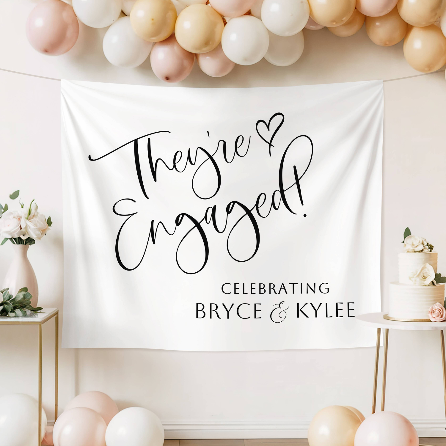 Engagement Party Welcome Banner, Fabric Tapestry for Engagement Dinner #5