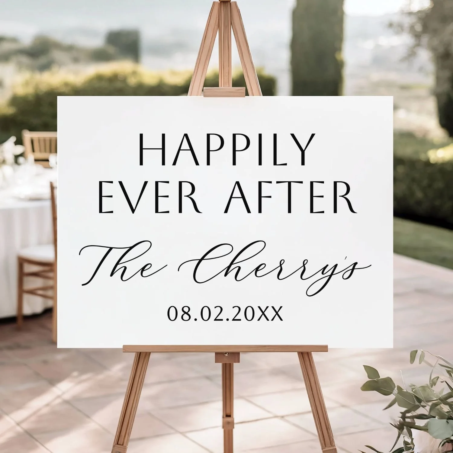 Happy Ever After with Couple's Last Name Wedding Welcome Reception Sign-#H14