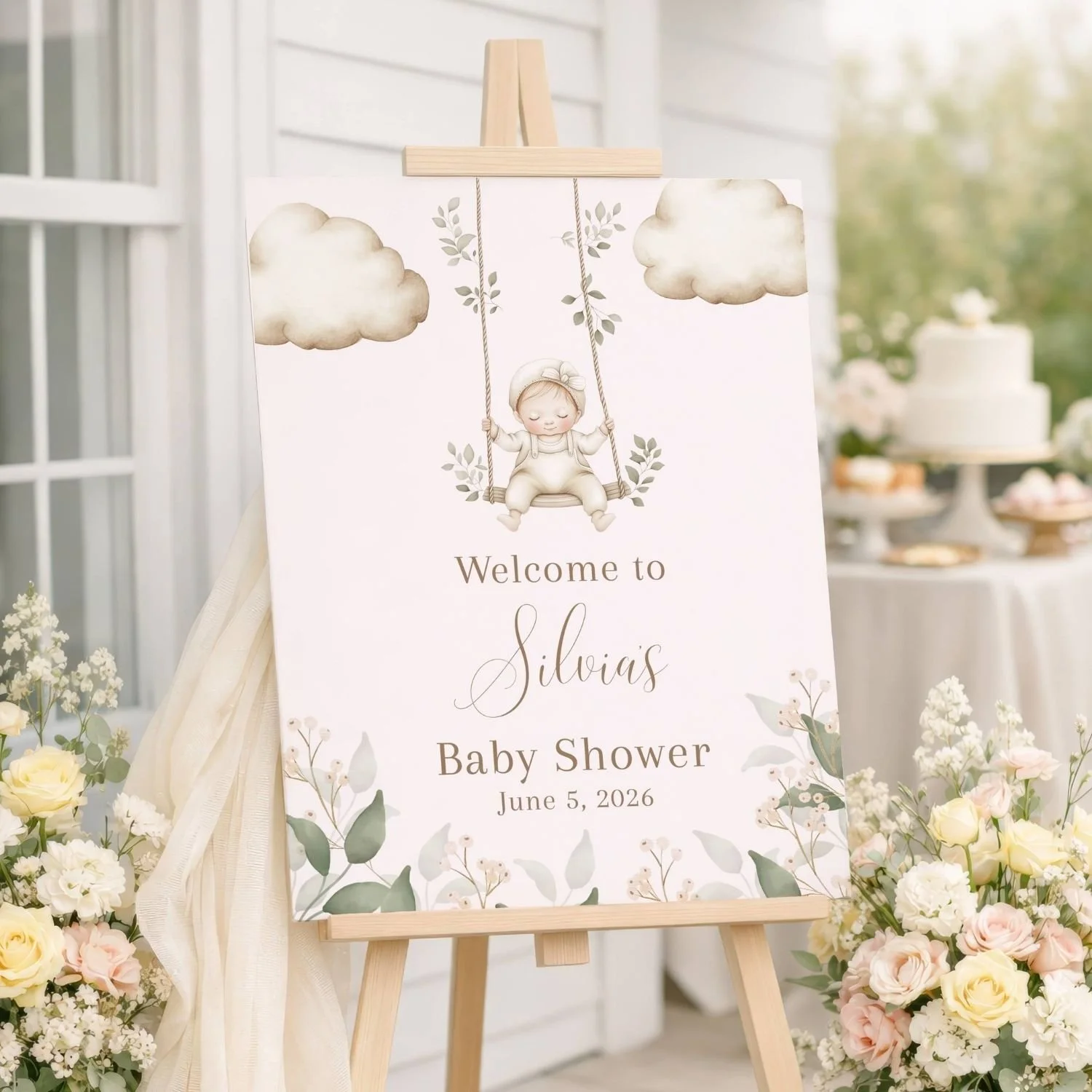 Vintage Boho Baby Shower Welcome Sign-#60 Girl