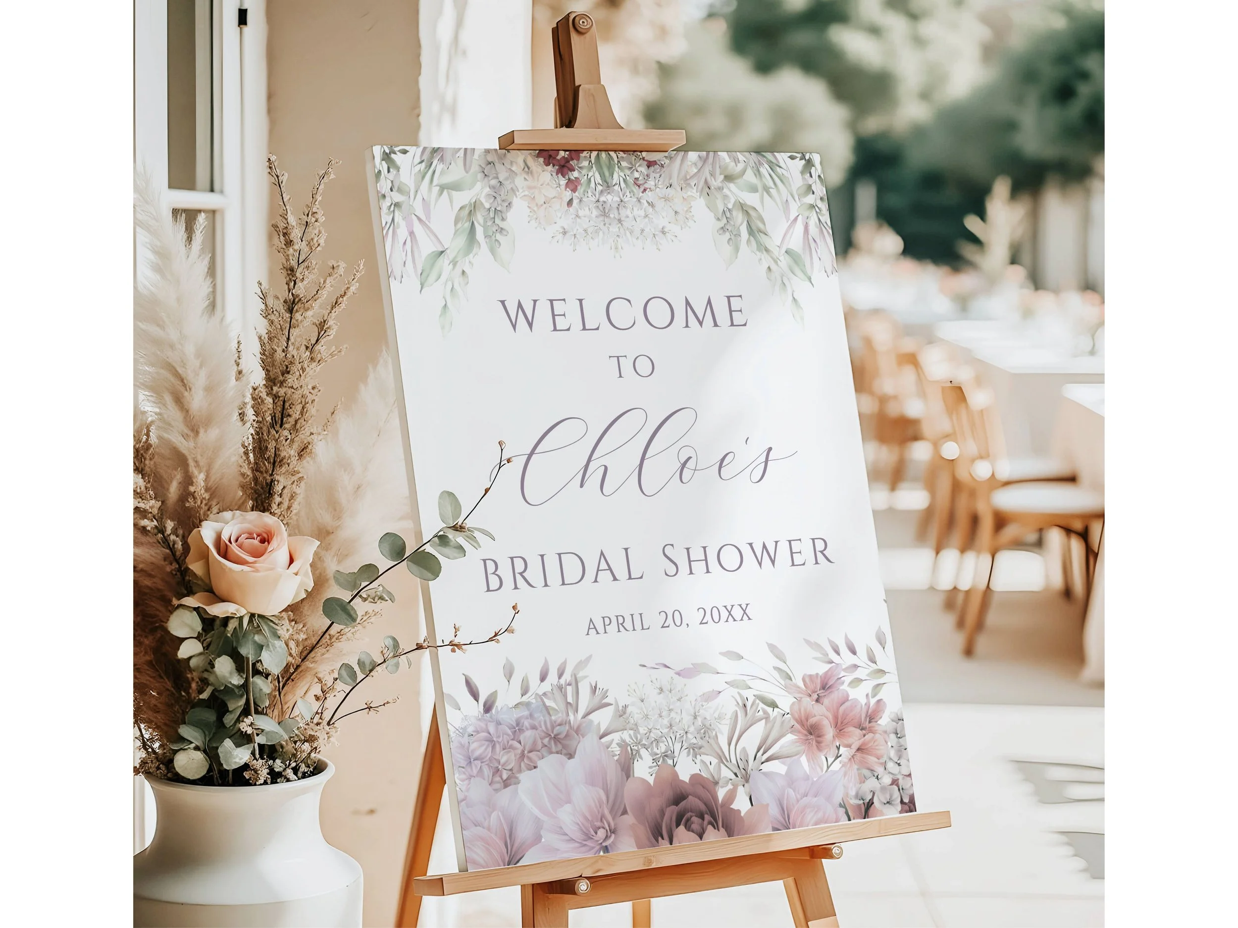 Purple Floral Bridal Shower Welcome Sign #38
