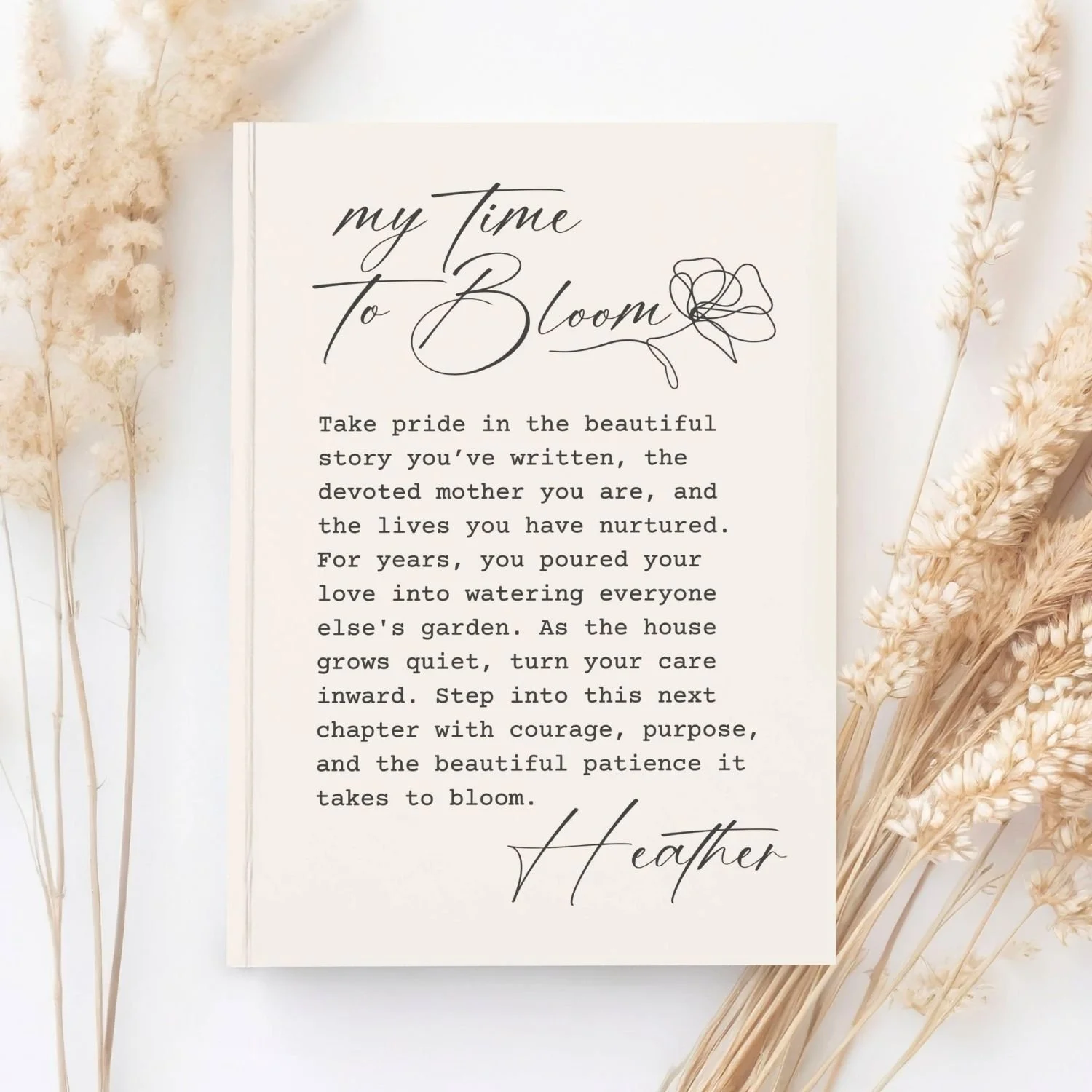 Personalized "My Time to Bloom" Empty Nester Hardcover Journal J16