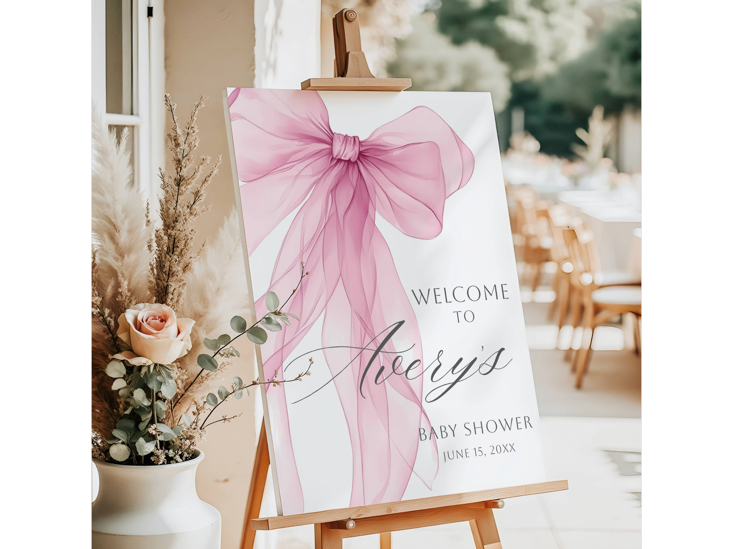 Pink Bow Baby Shower Welcome Sign #32 Avery