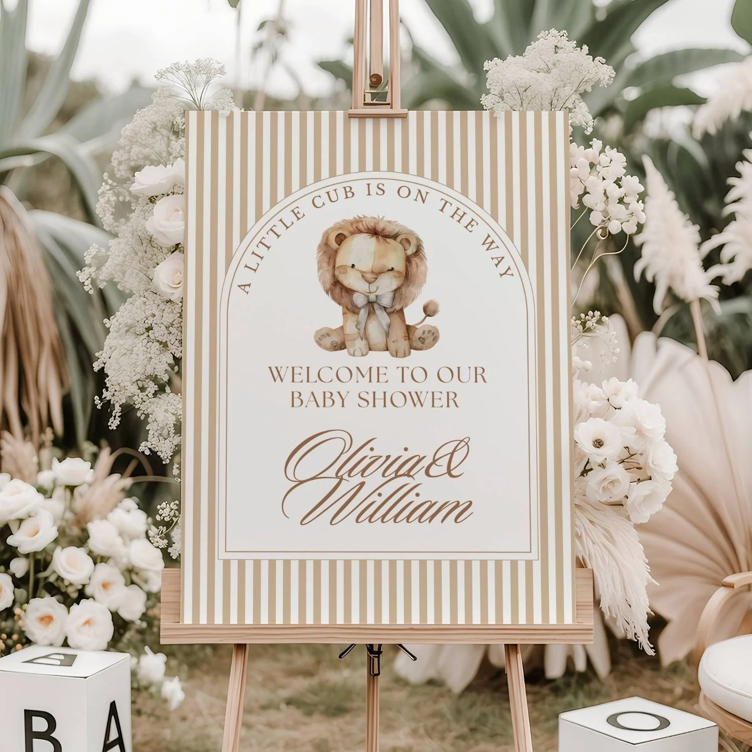 Little Lion Cub Boy Baby Shower Welcome Sign-#49