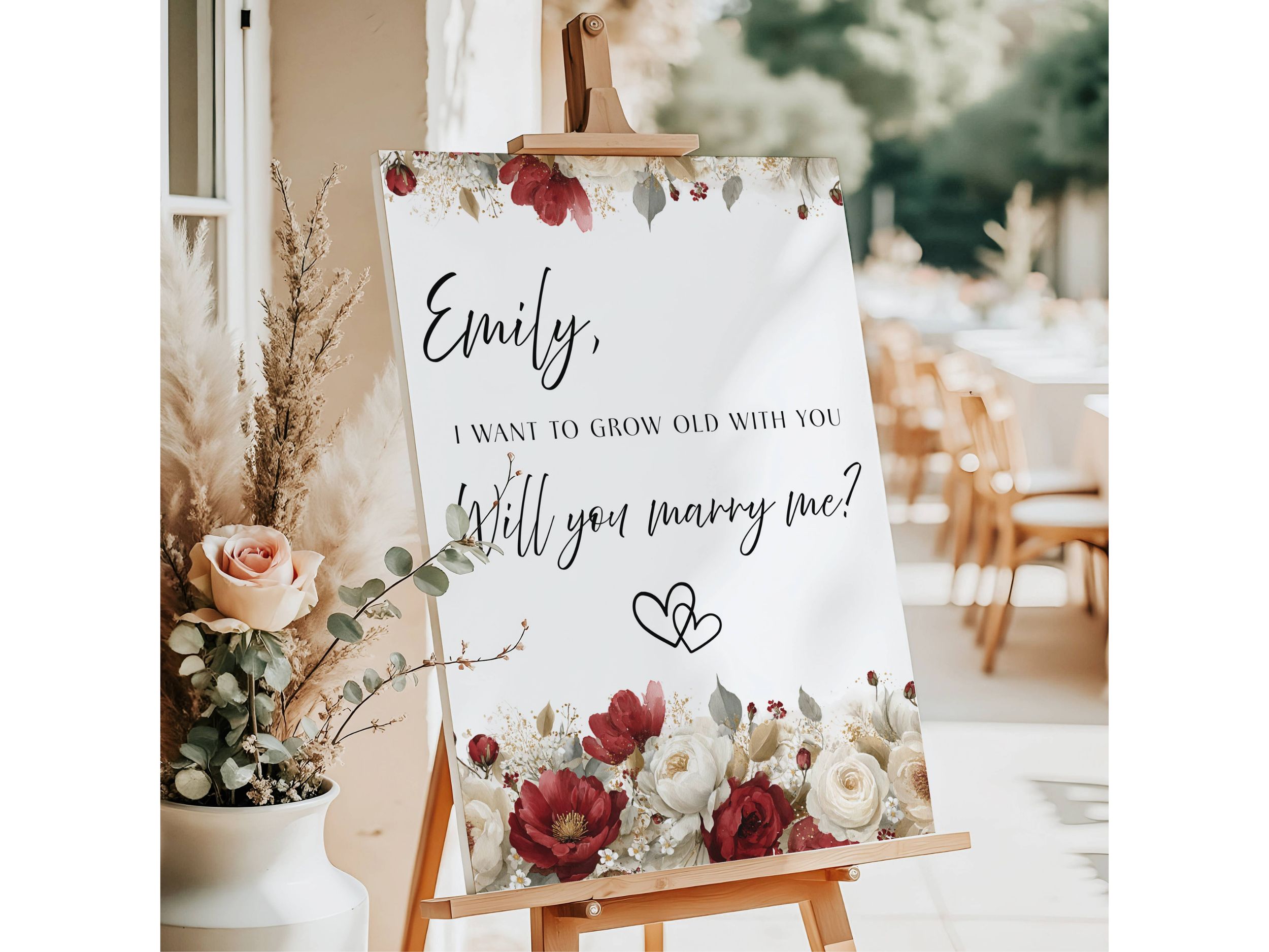 Marriage Proposal Will You Marry Me? Sign Hearts and Red Roses #6