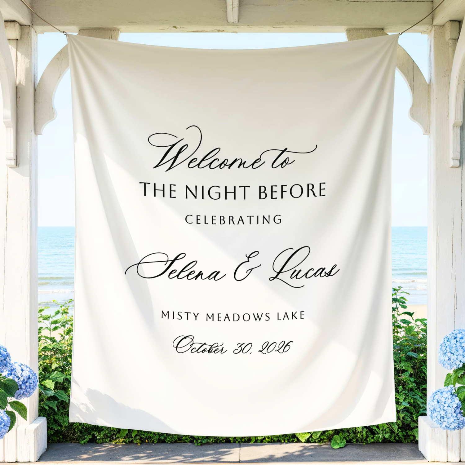 Rehearsal Dinner Welcome Sign Tapestry, Wedding Banner #53
