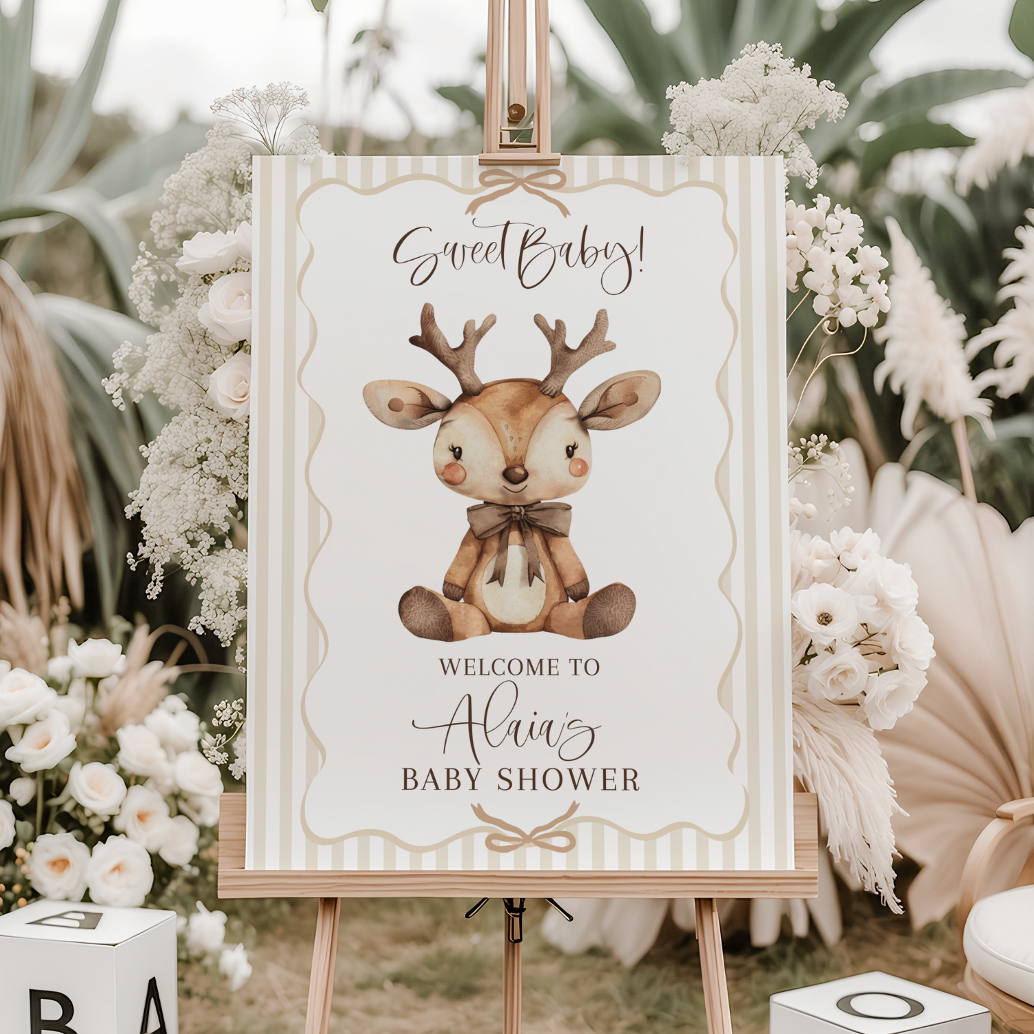 Sweet Little Fawn-Deer Baby Shower Welcome Sign-#154