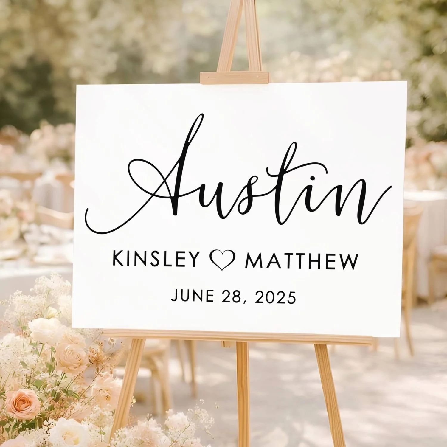 Personalized Couple's Names with heart and Last Name Welcome Wedding Sign-#H10