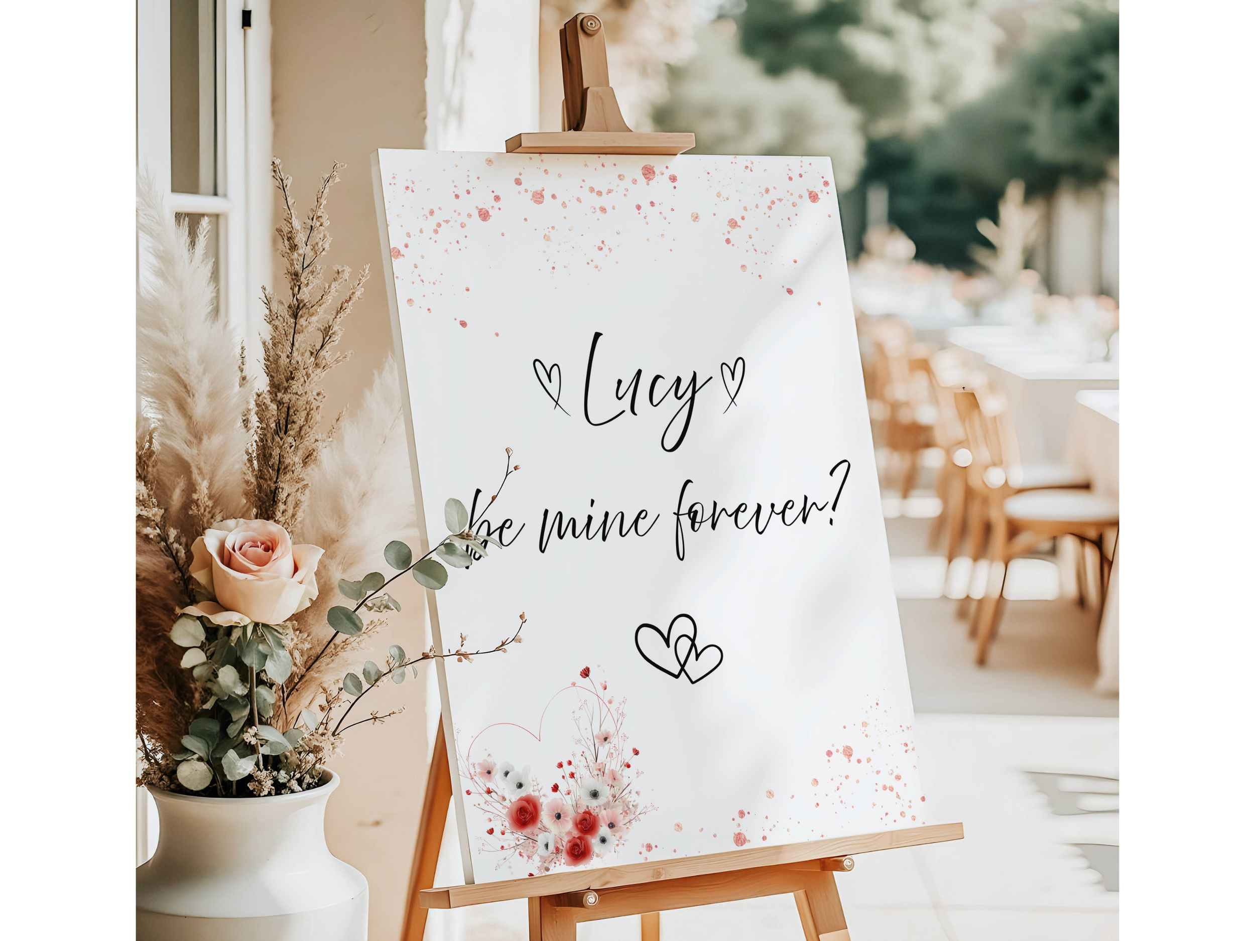 Be Mine Forever? Marriage Proposal Sign Red Hearts #5