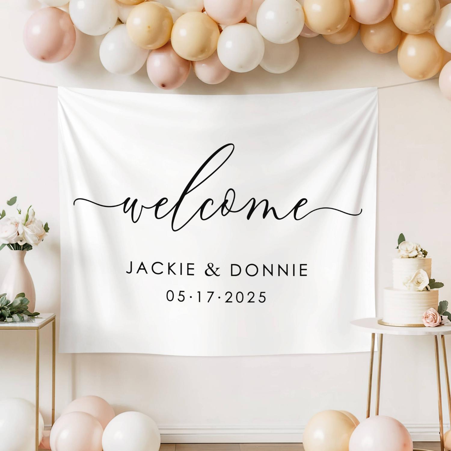 Personalized Welcome Wedding Fabric Banner Tapestry Sign #43