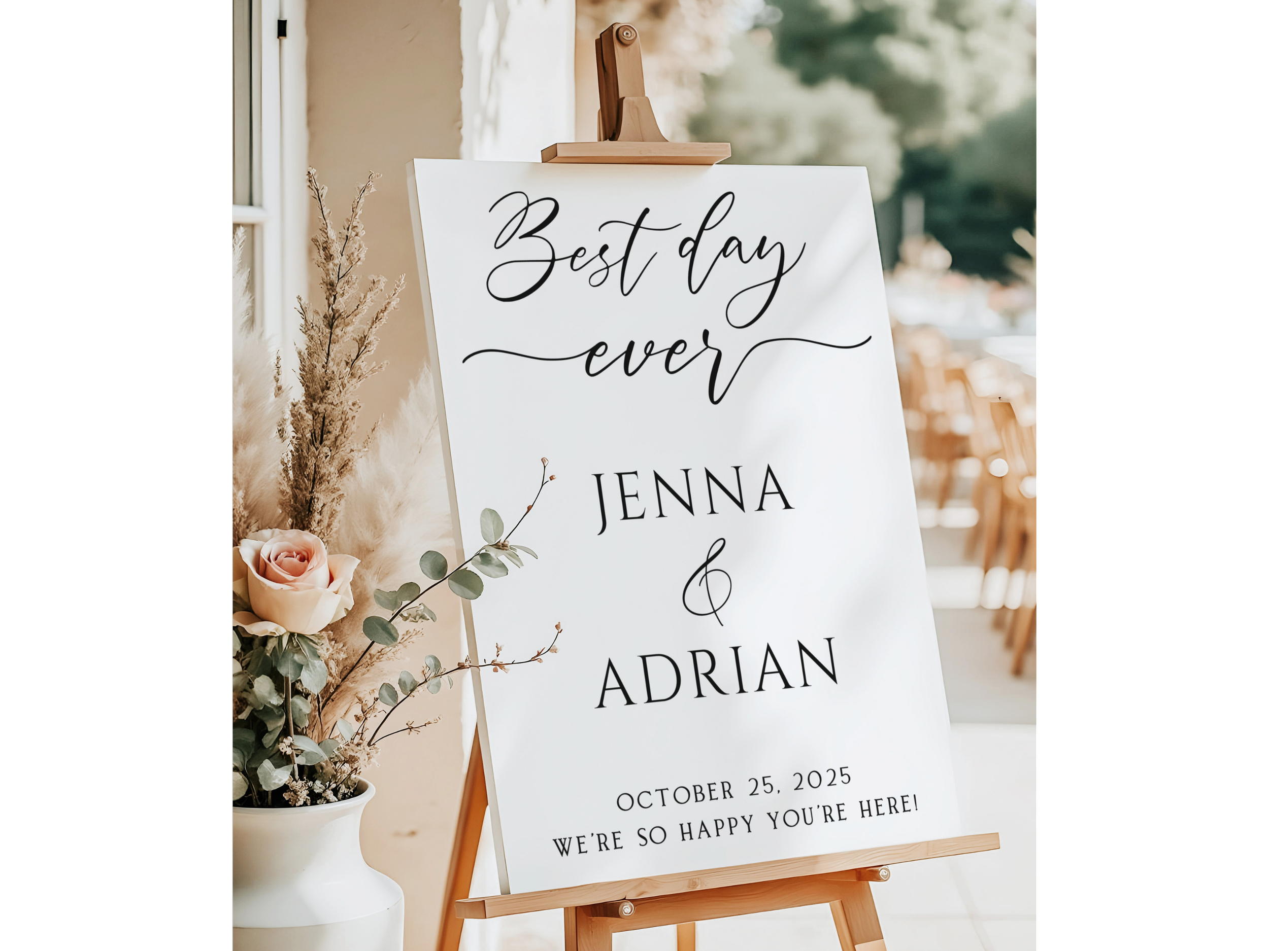 Best Day Ever Wedding Welcome Sign-#V1