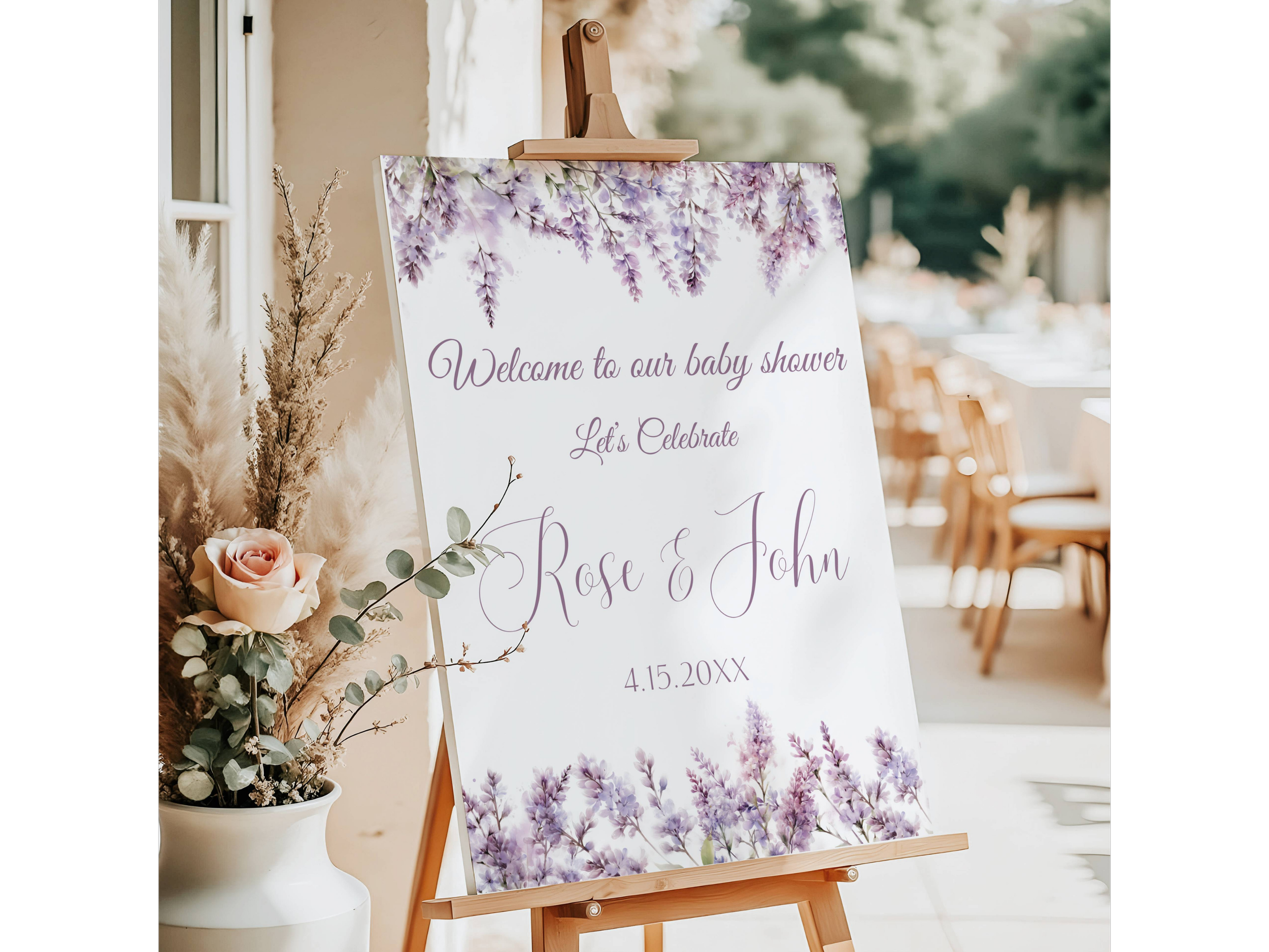 Couples Lavender Flower Baby Shower Welcome Sign #26
