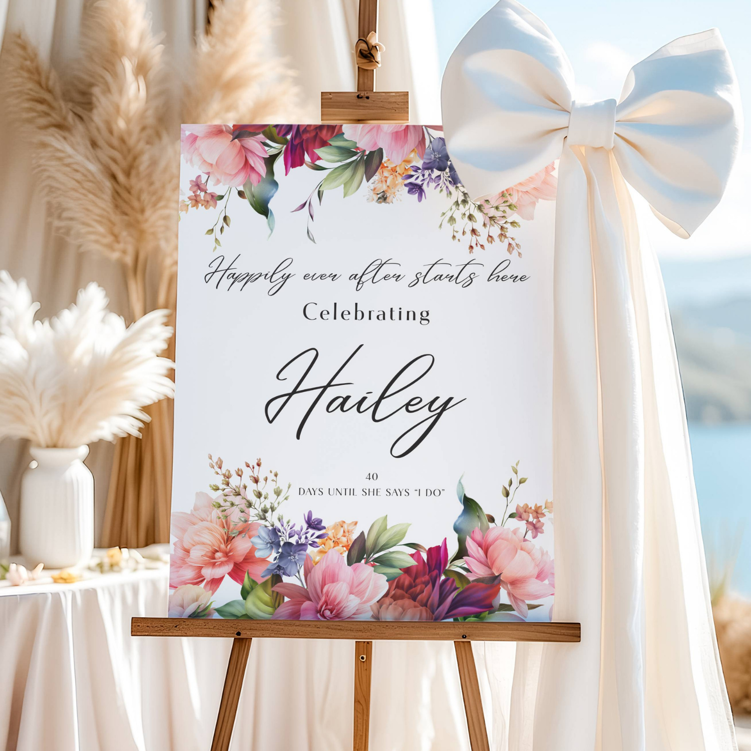 Modern Colorful Floral Bridal Shower Sign, Bright Bloom Welcome #11
