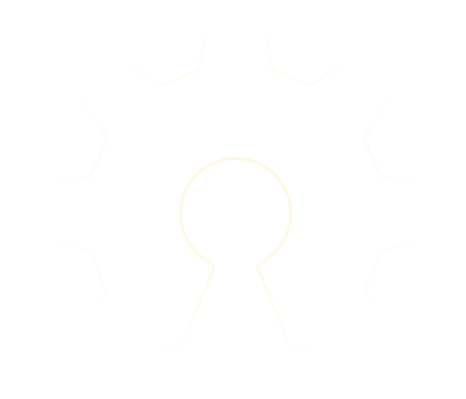 Schéma d'une structure moléculaire avec un noyau central et huit branches angulaires.