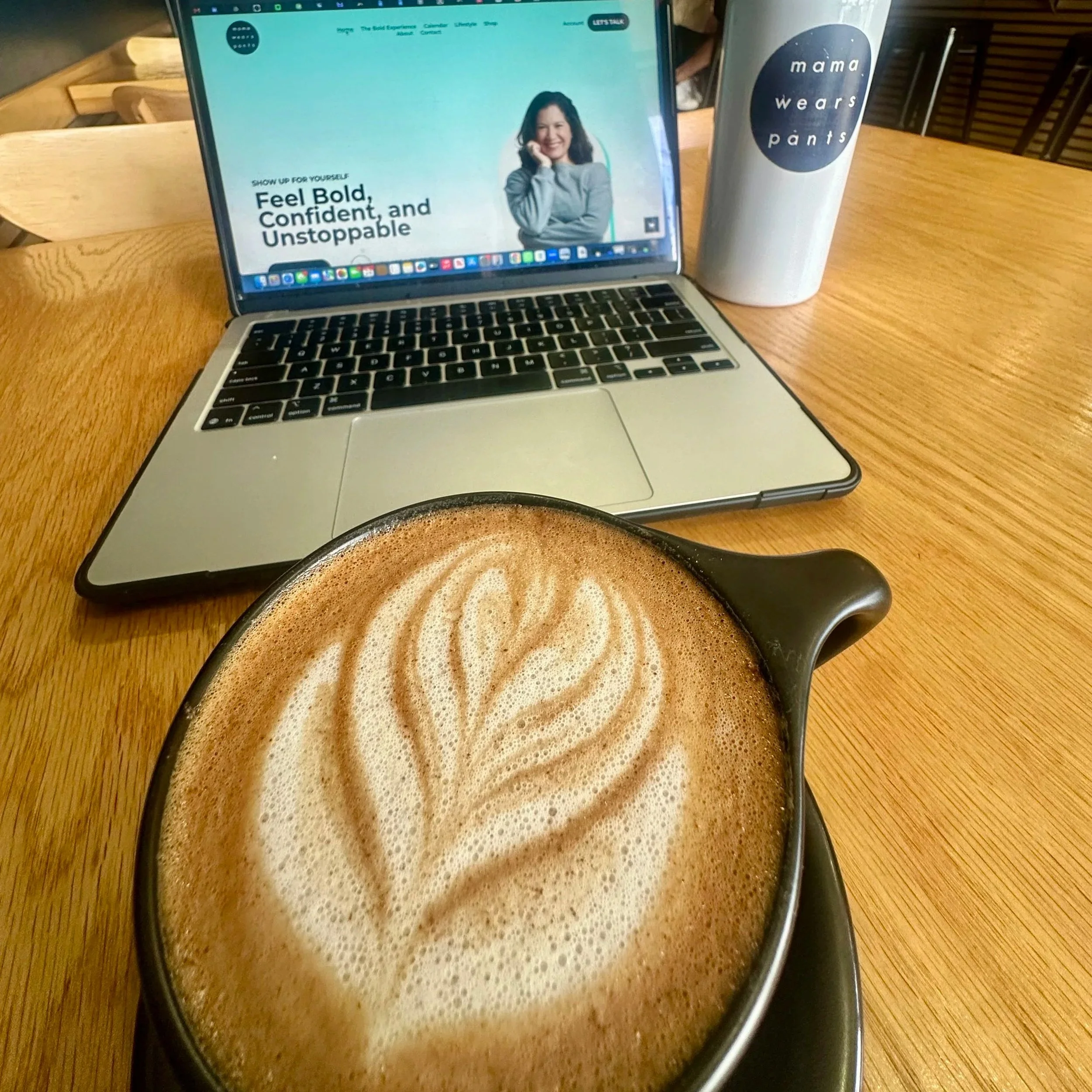 coffee order of Melissa Acosta, founder of mama wears pants, in Synaxis Coffee Co. in El Paso TX.