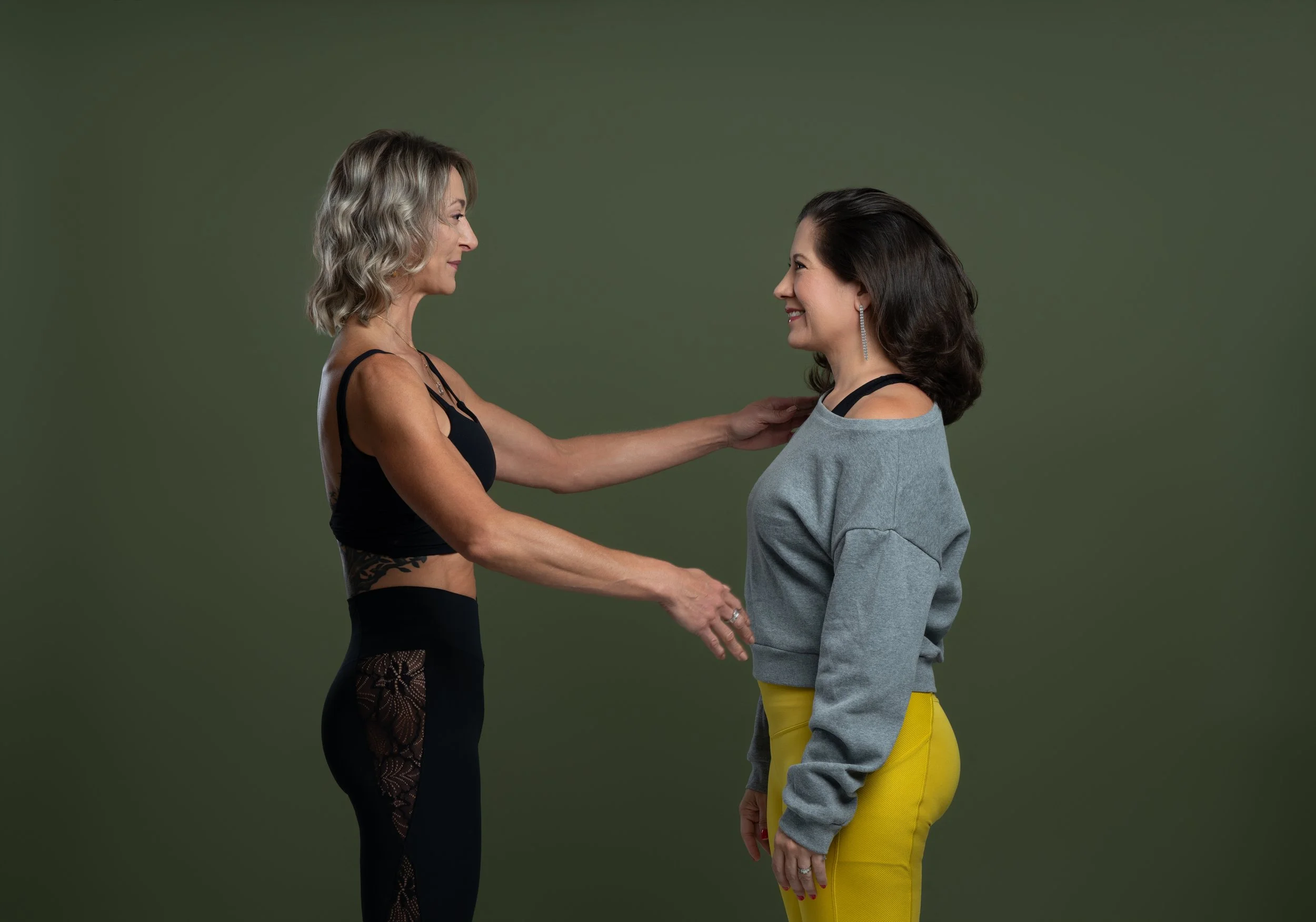 Melissa Acosta and Lauren smiling during a podcast discussion about nurturing relationships.