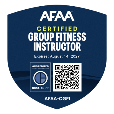 Certified Group Fitness Instructor badge – Melissa Acosta