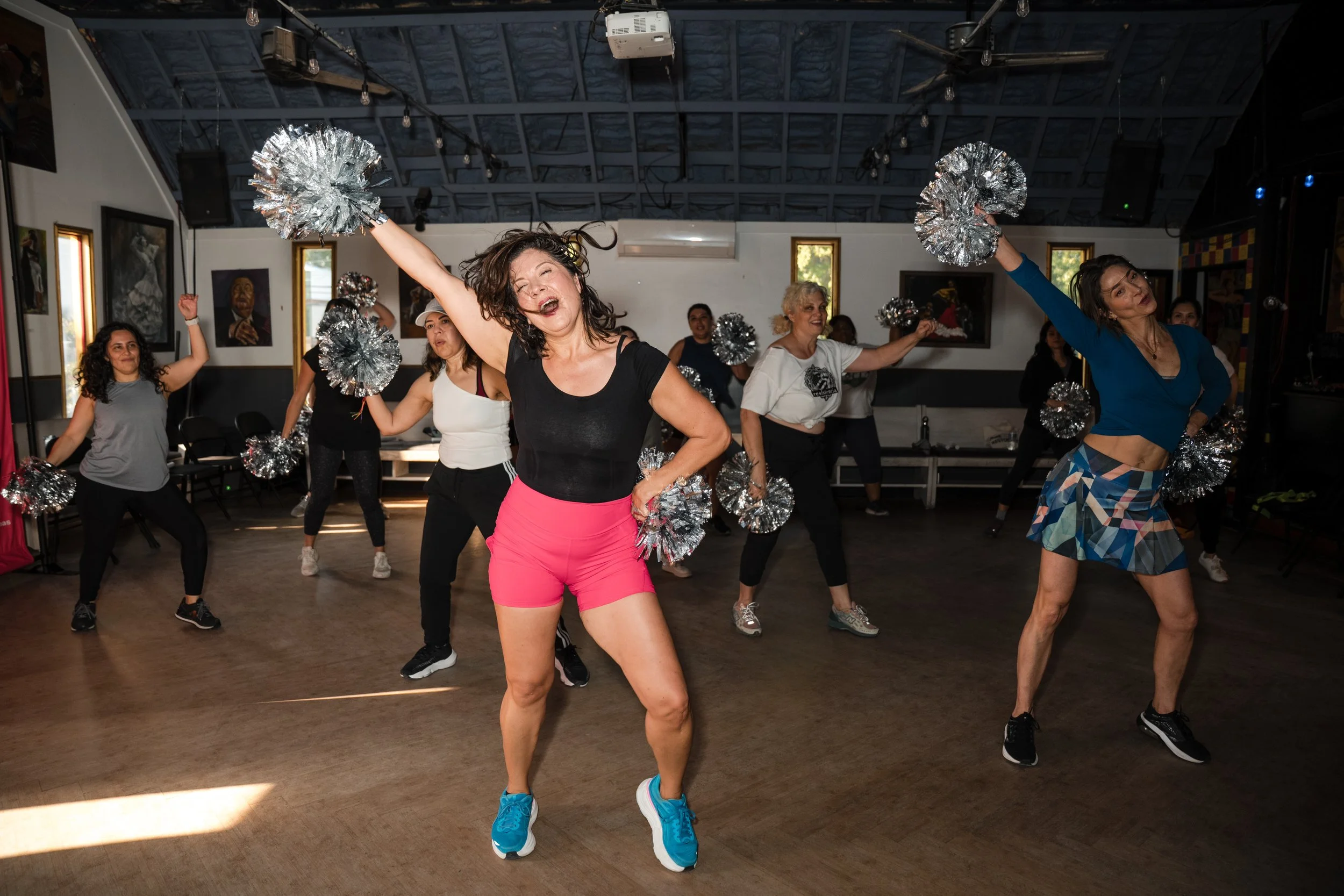 One of Bold Mama Fitness event called Mama's Dance Party, hosted by Melissa Acosta from mama wears pants.