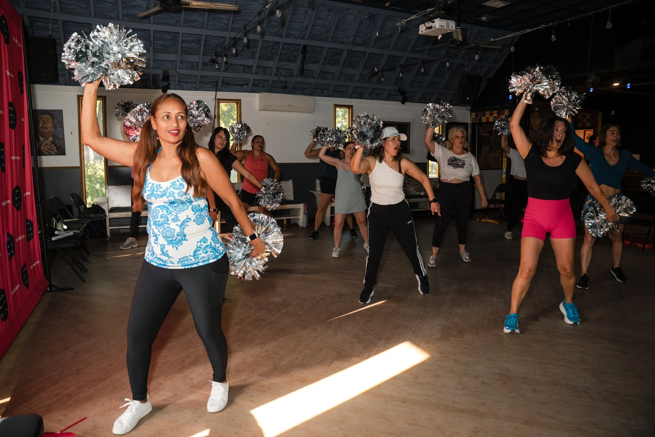 One of Bold Mama Fitness event called Mama's Dance Party, hosted by Melissa Acosta from mama wears pants.