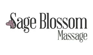 Logo for Sage Blossom Massage with a pink blossom flower and stylized text