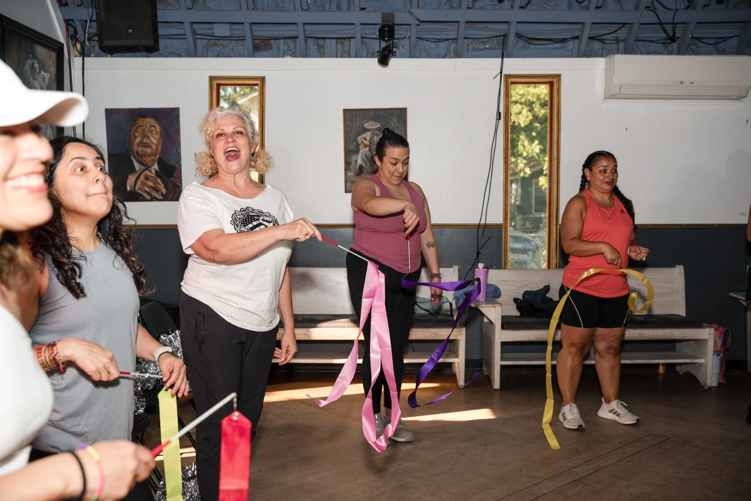 One of Bold Mama Fitness event called Mama's Dance Party, hosted by Melissa Acosta from mama wears pants.