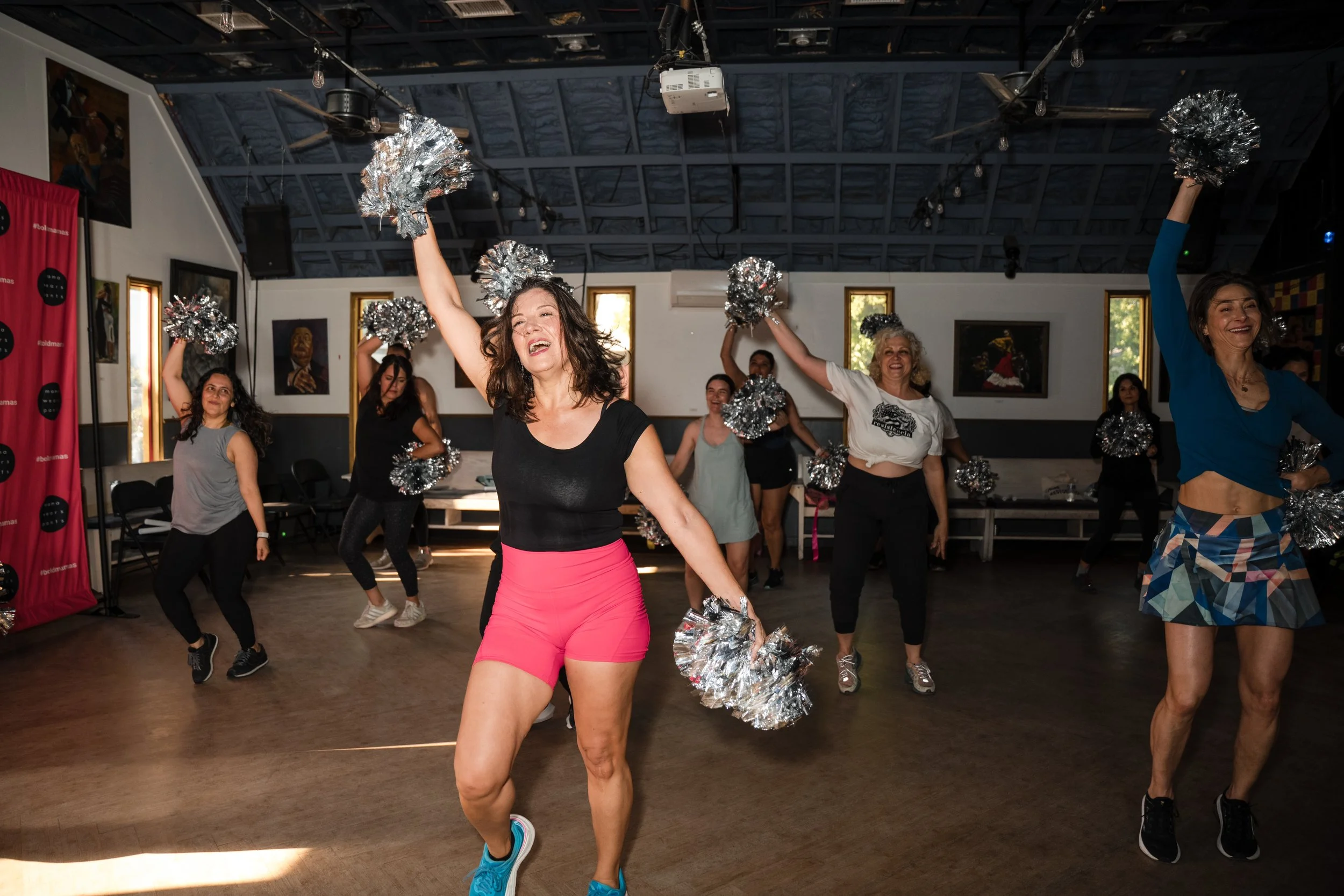 One of Bold Mama Fitness event called Mama's Dance Party, hosted by Melissa Acosta from mama wears pants.