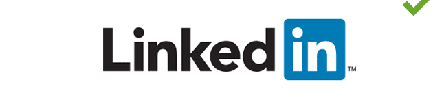 LinkedIn logo with the word 'LinkedIn' in black and blue text.