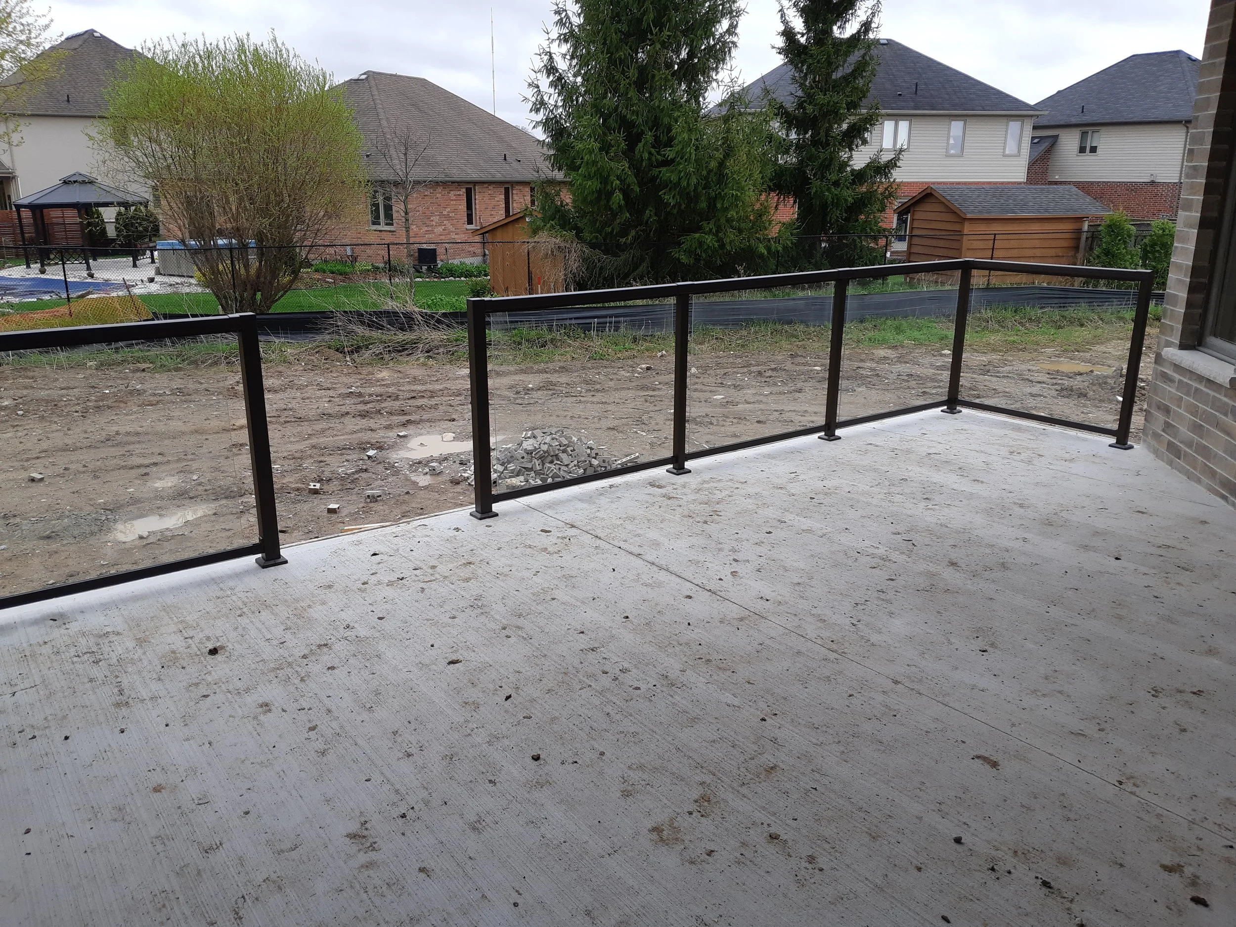 Probuilt railing install with glass panels