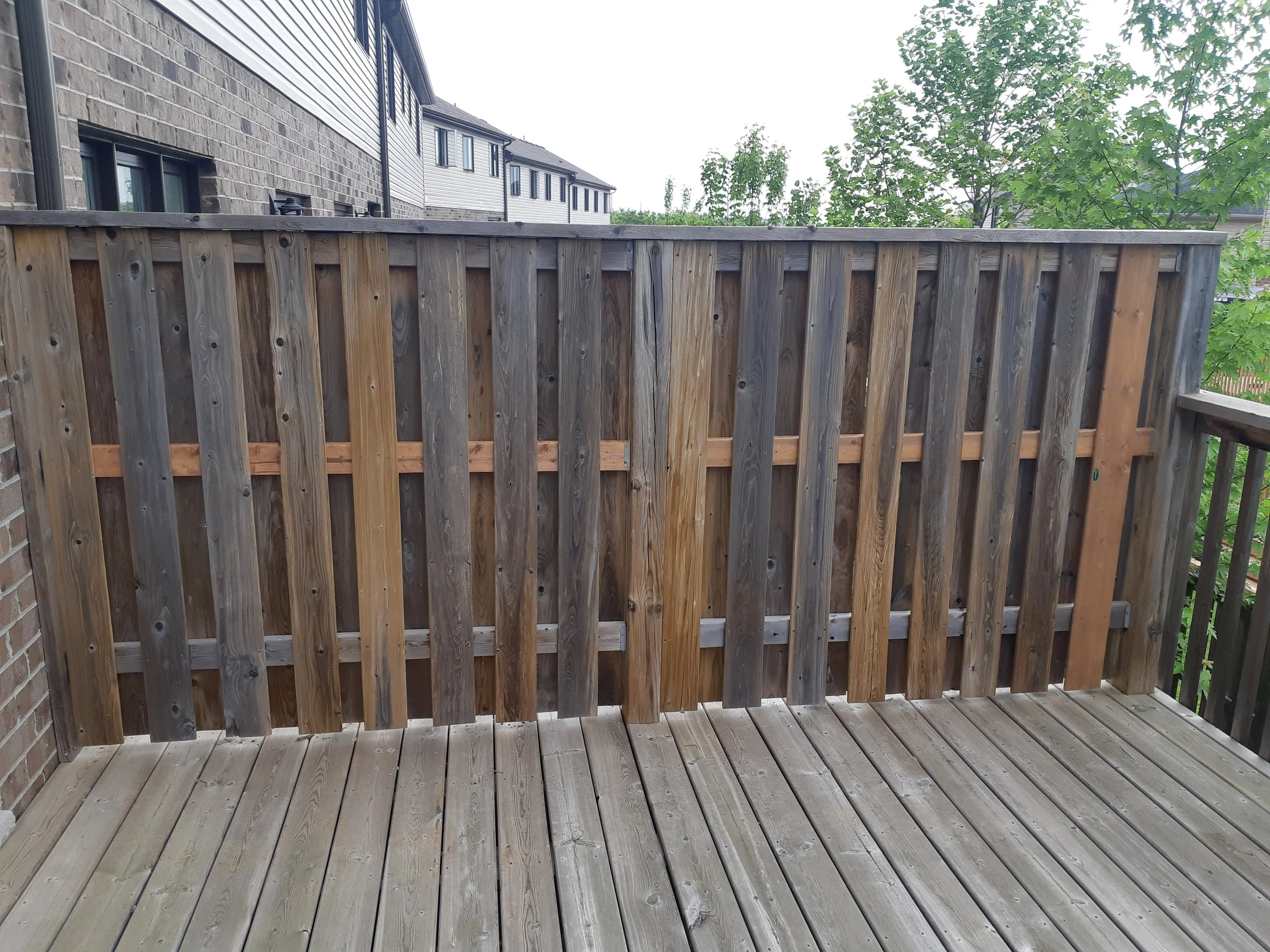 Extra support install on privacy fence on deck