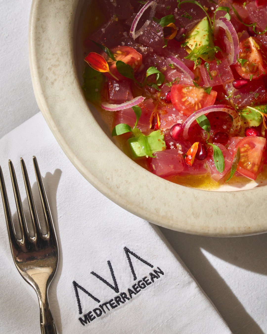 A celebration of freshness, shared across the table. Our tuna ceviche highlights pristine seafood, bright citrus, and balanced Mediterranean influence. Experience the fresh flavors of AVA MediterrAegean. #PAREA