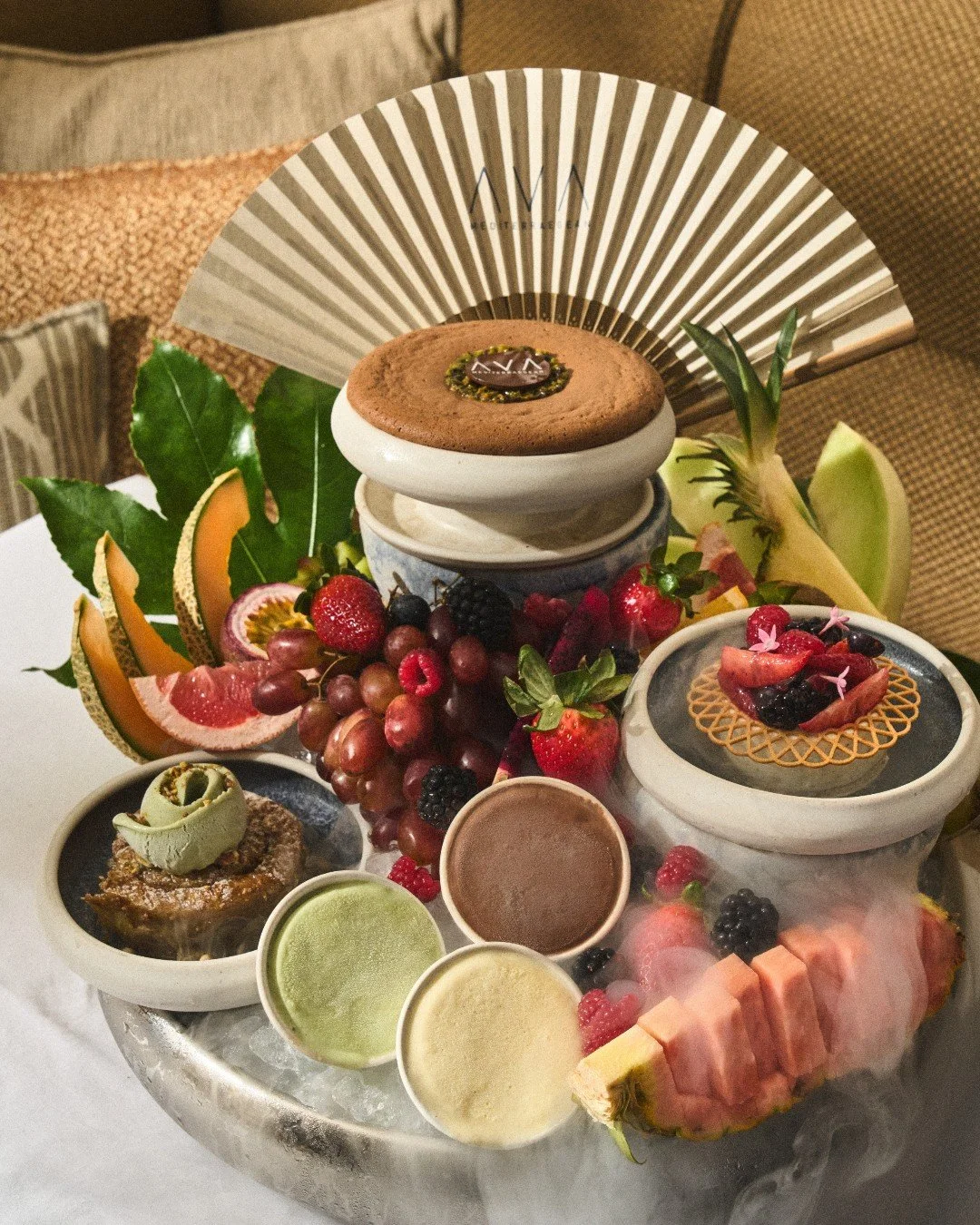 End the night at AVA Coconut Grove on a sweet note with our Dessert Tower. Discover a curated selection of indulgences from our Chocolate Mousse Souffl&eacute;, Mel&oacute;pita, Baklav&aacute;, and an assortment of sorbets and fresh fruits that bring