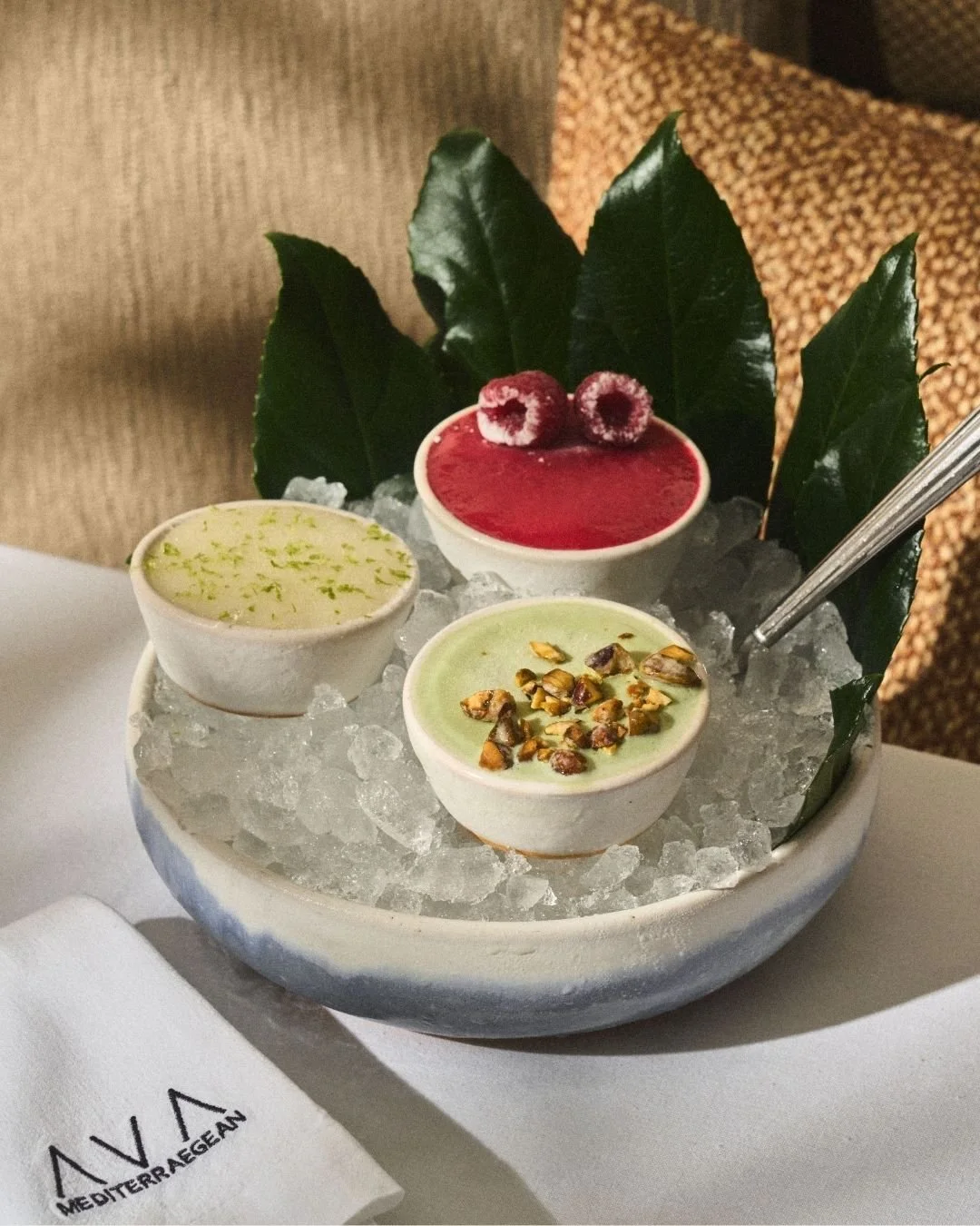 Experience flavors inspired by warm Mediterranean summers with our house-made ice cream and sorbet selections. Your sweet escape awaits at AVA MediterrAegean! ✨