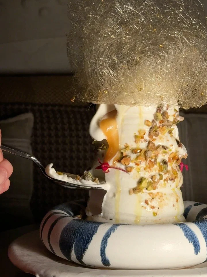 The best moments are shared around the table. Our Greek Yogurt Ice Cream Tower is made for passing around, sharing stories, and ending the evening together. #AVAMediterrAegean | #PAREA