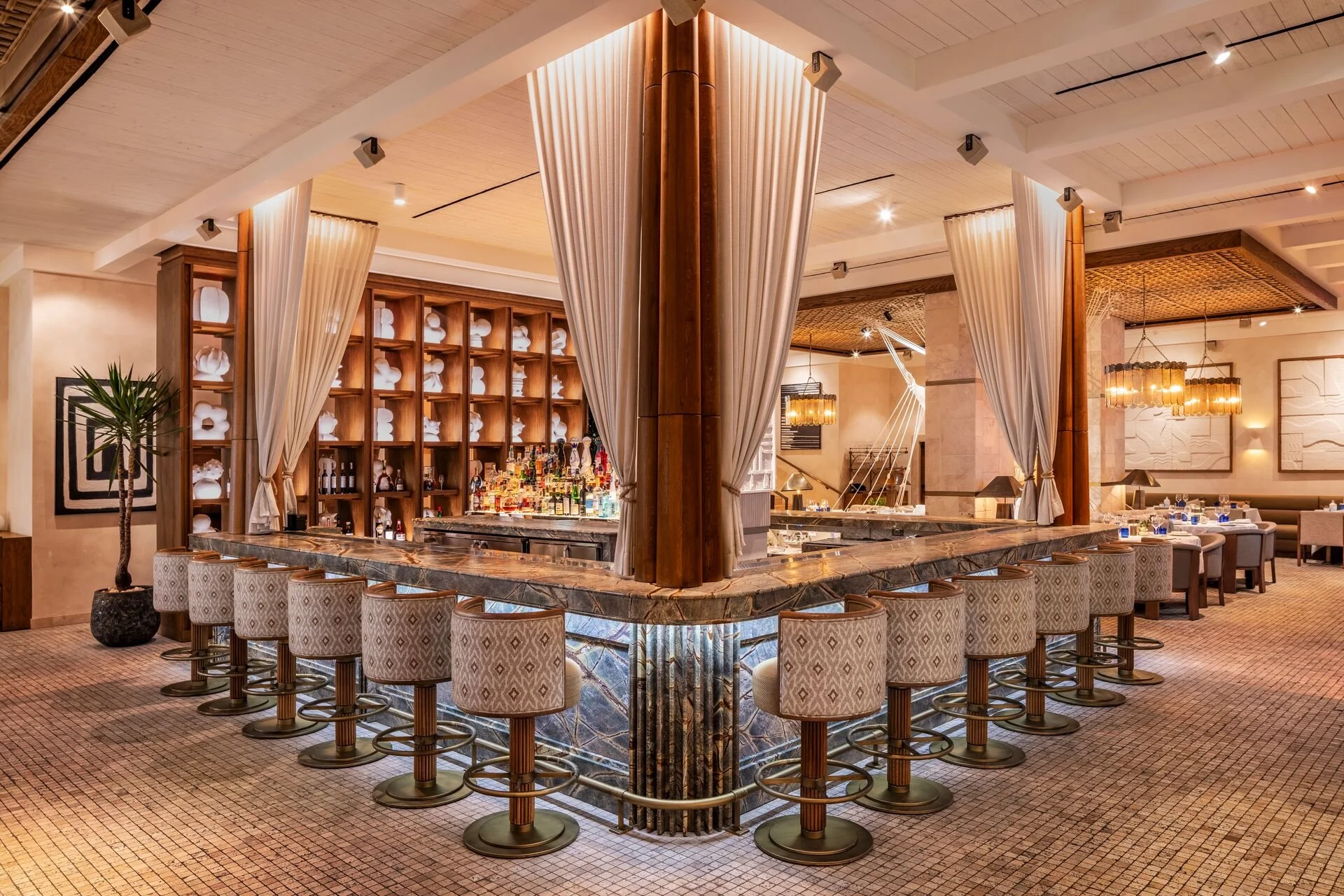 AVA Coconut Grove Bar, with elegant Mediterranean inspired decoration.