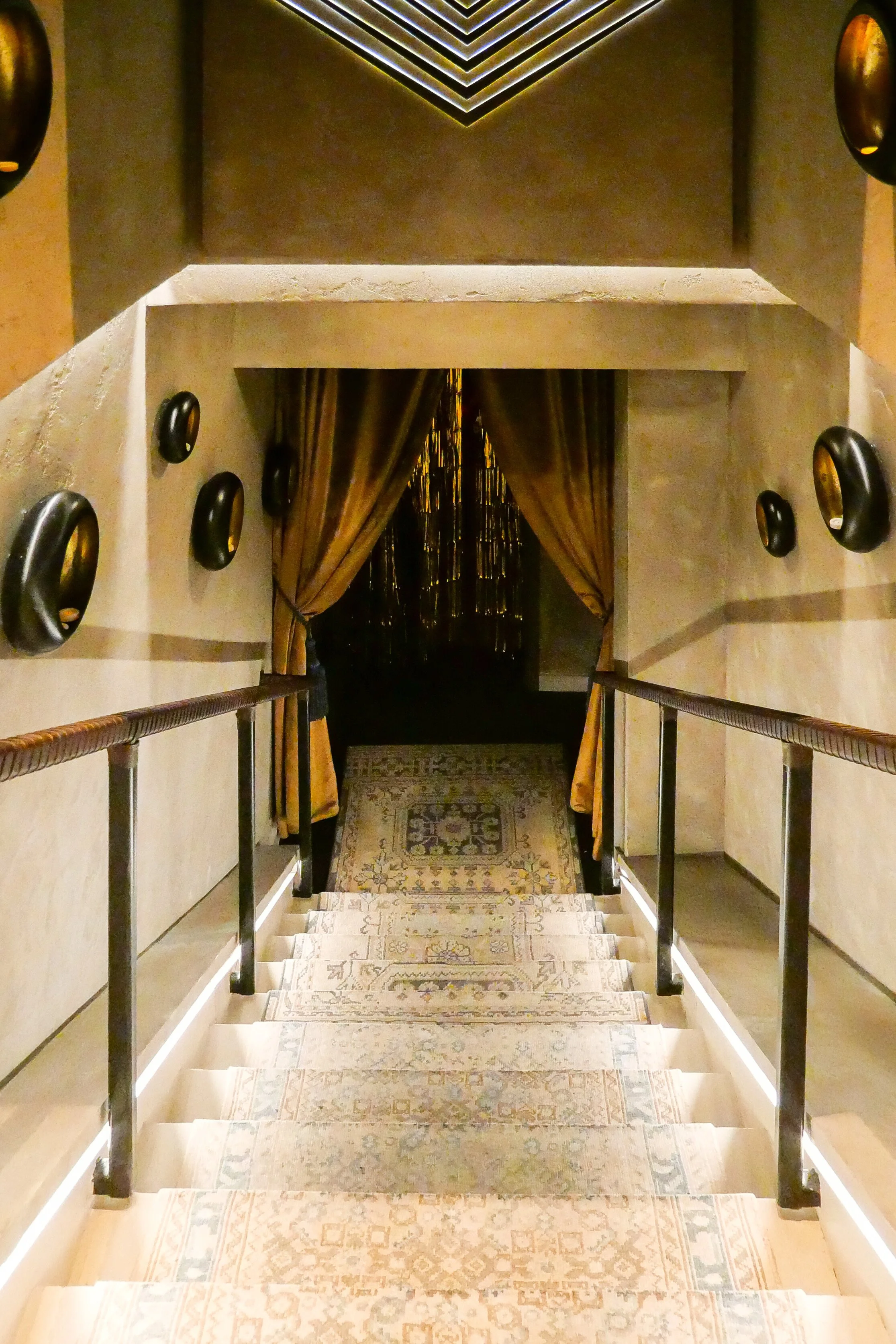 Greek inspired design is showcased at the entrance of the AVA Lounge in Winter Park, Orlando.