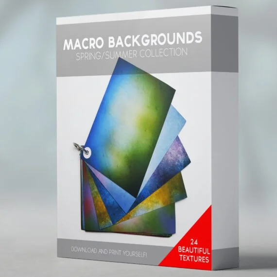 A retail package of macro background images for spring and summer, featuring 24 textures for download and printing.